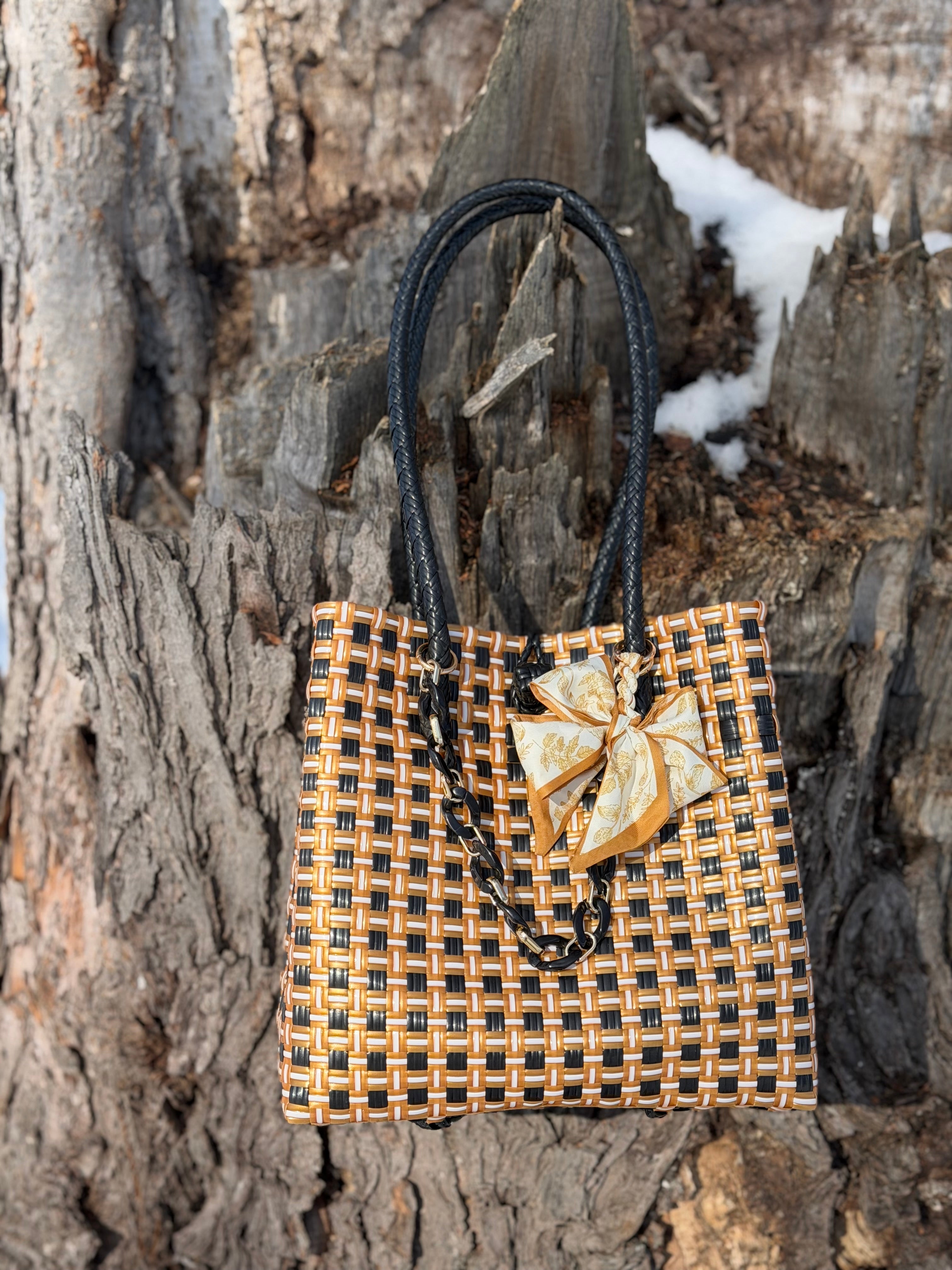 Cocoa Noir Bag | Handwoven Recycled Tote