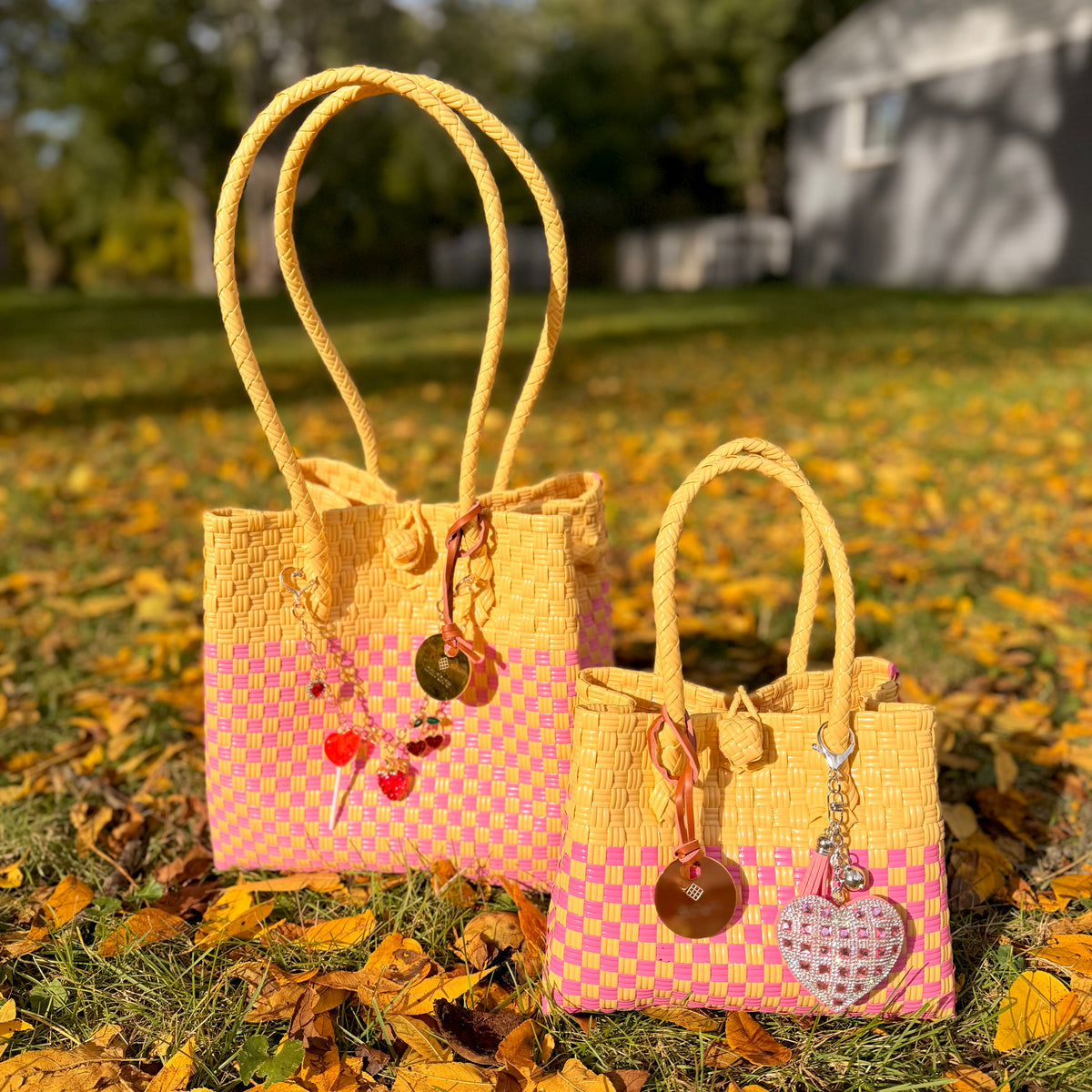 Bedazzled heart bag charm 
