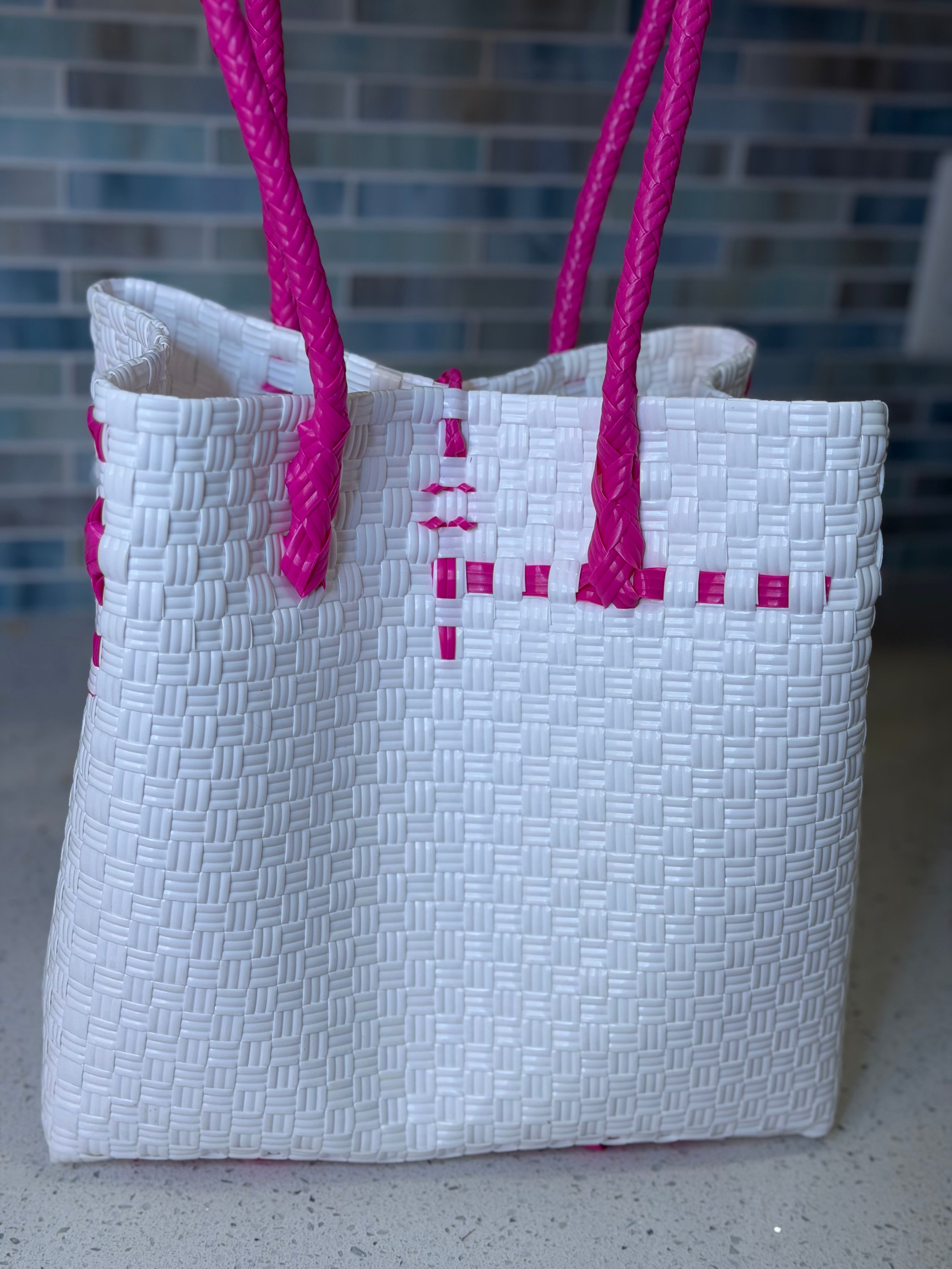 Pink Wave Bag | Handwoven Recycled Tote