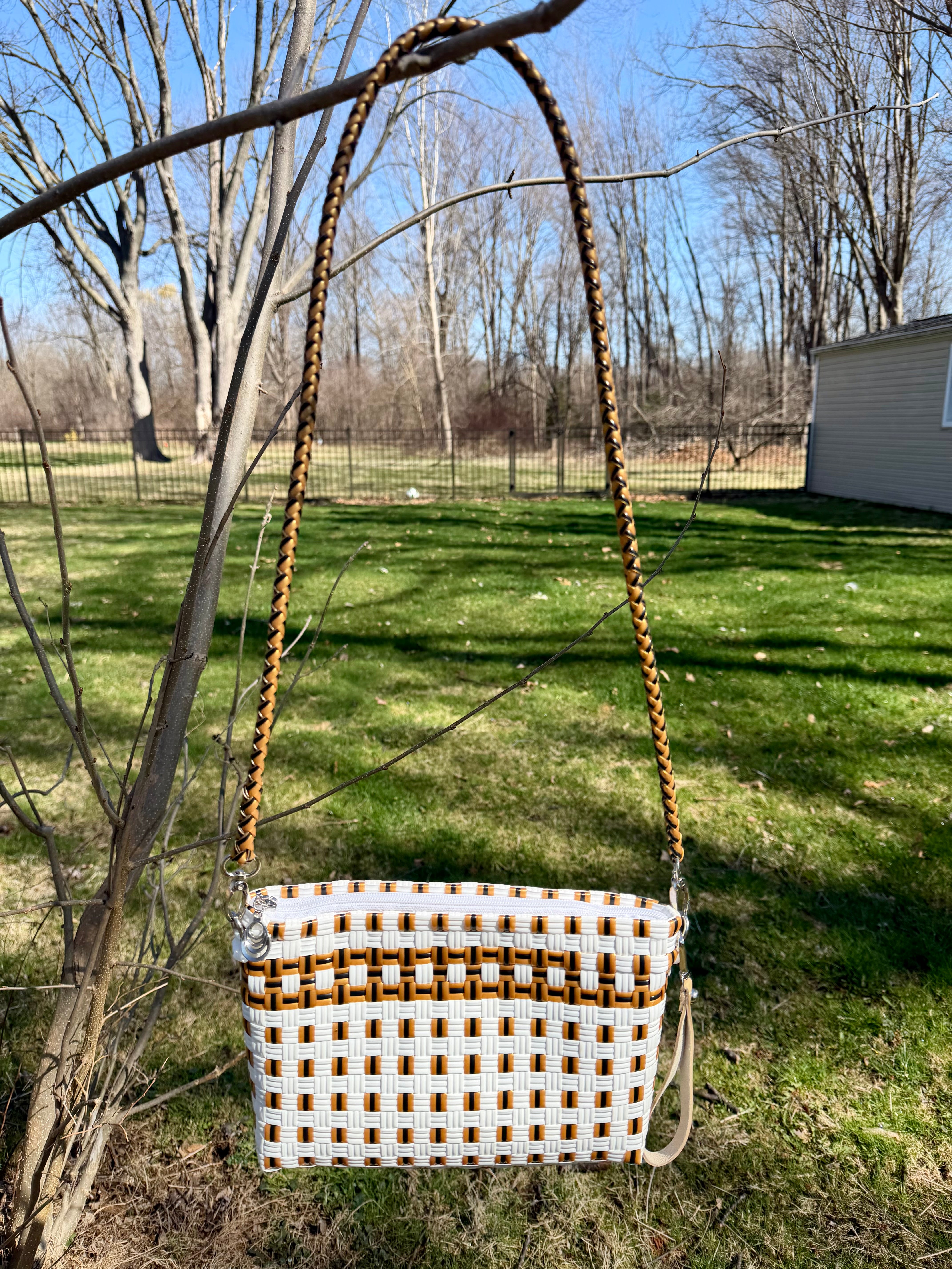 Sol Clutch with Strap – Handwoven Recycled Crossbody Pouch
