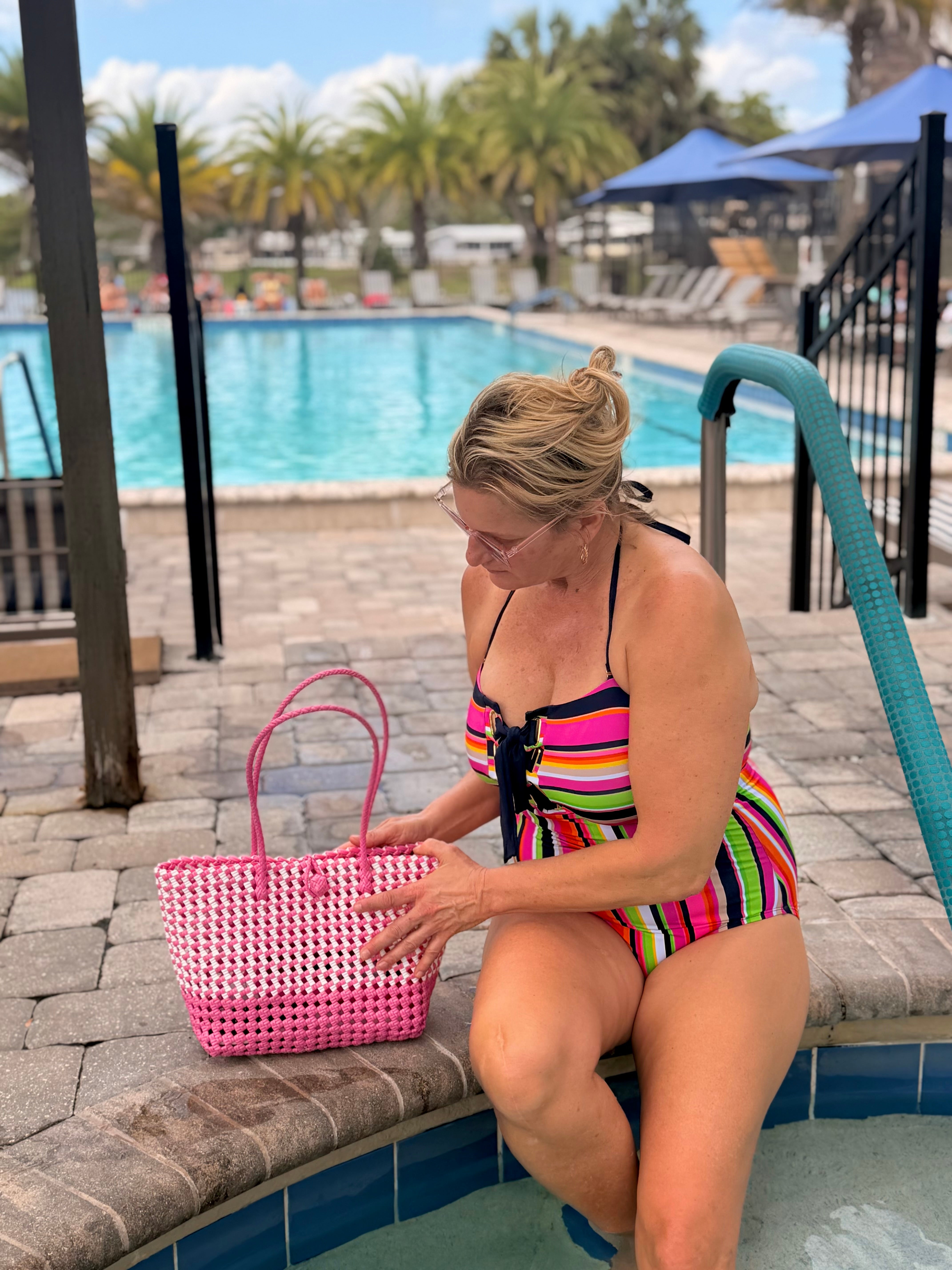 Pink Boho Bag | Handwoven Recycled Tote