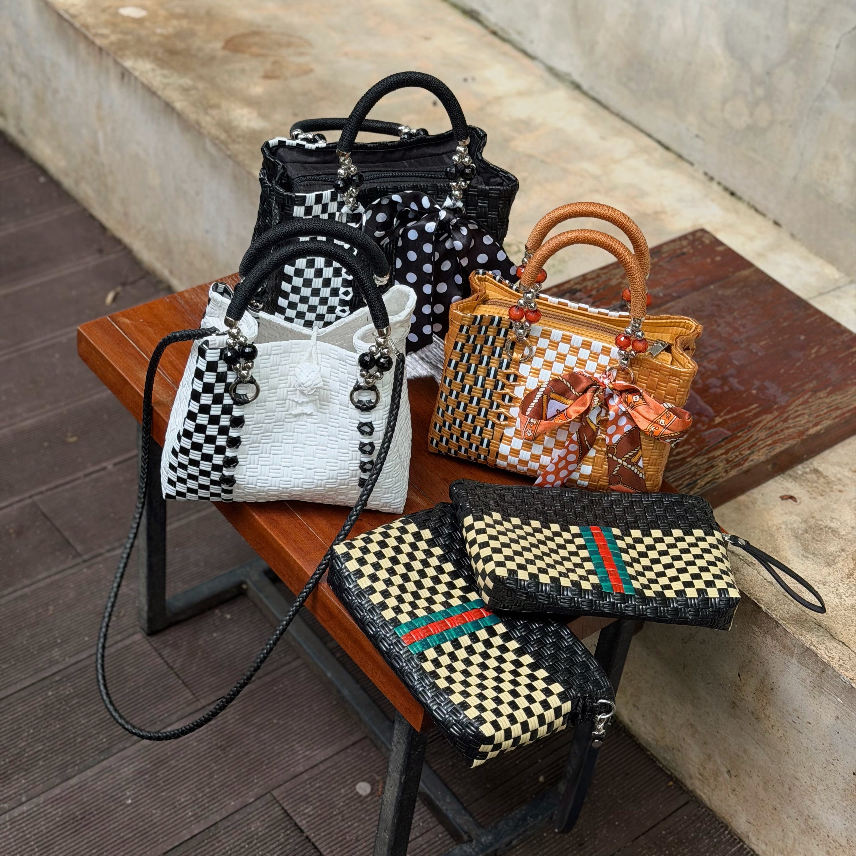 Black Checkered Mini Zip