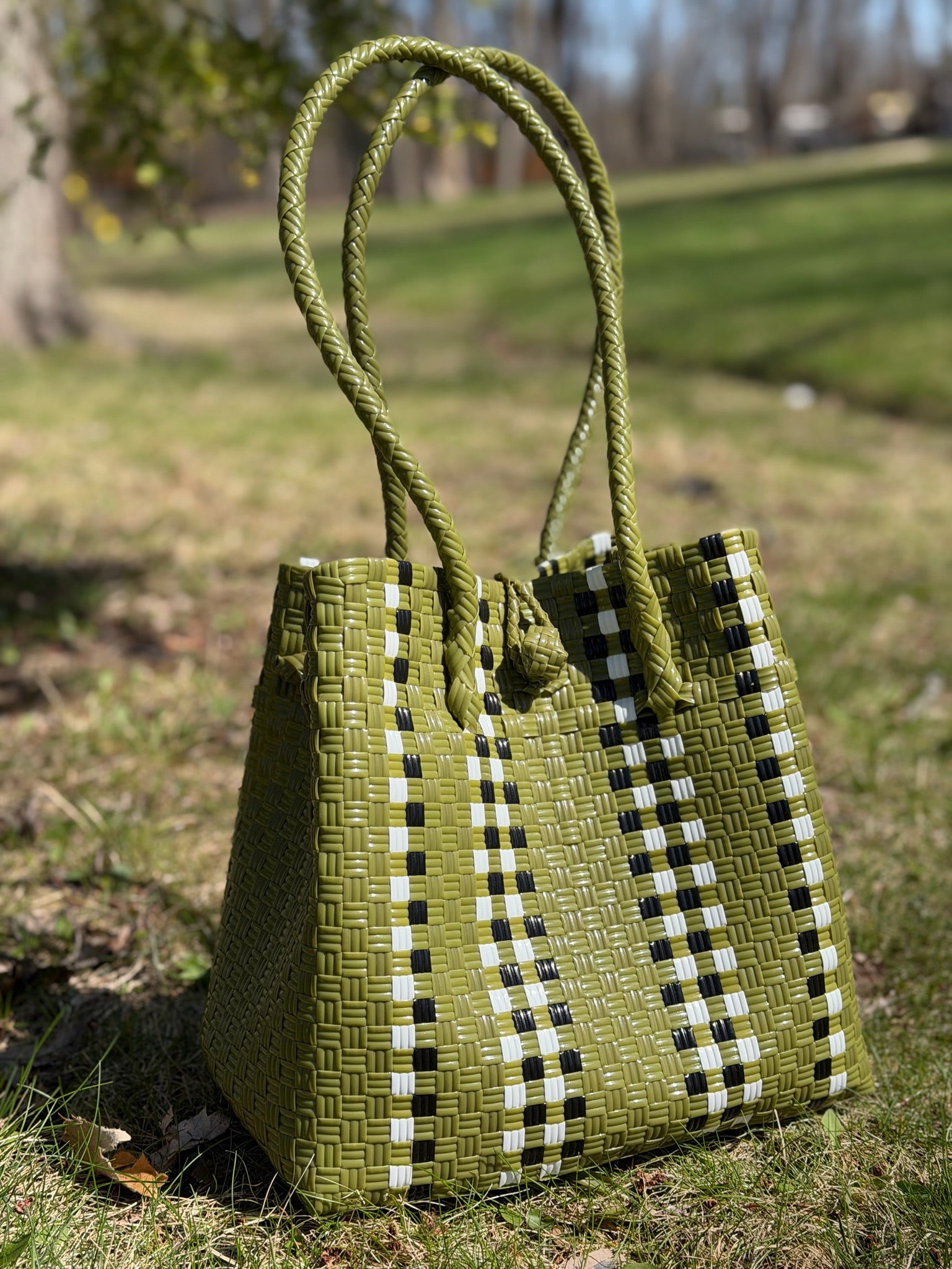 Avocado Checkered Tote