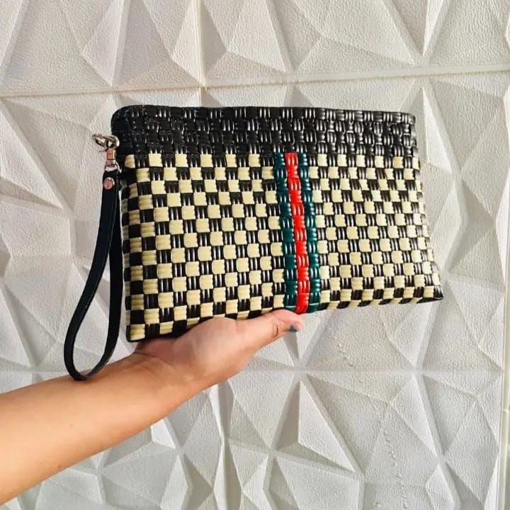 Stripe Clutch – Handwoven Recycled Everyday Pouch