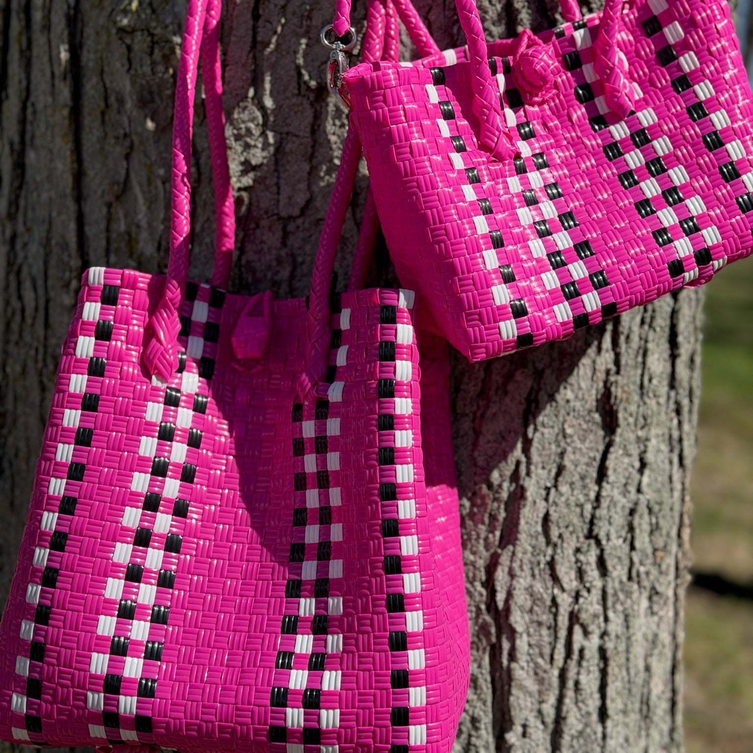 Pink Checkered Tote