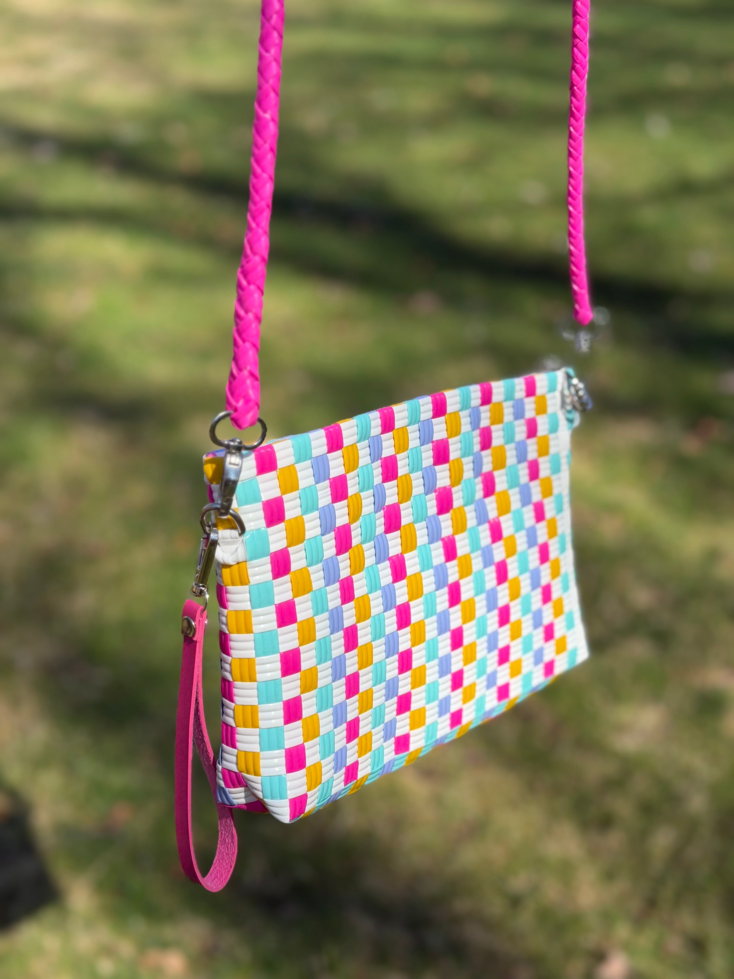 Candy Clutch with Strap – Handwoven Recycled Crossbody Pouch