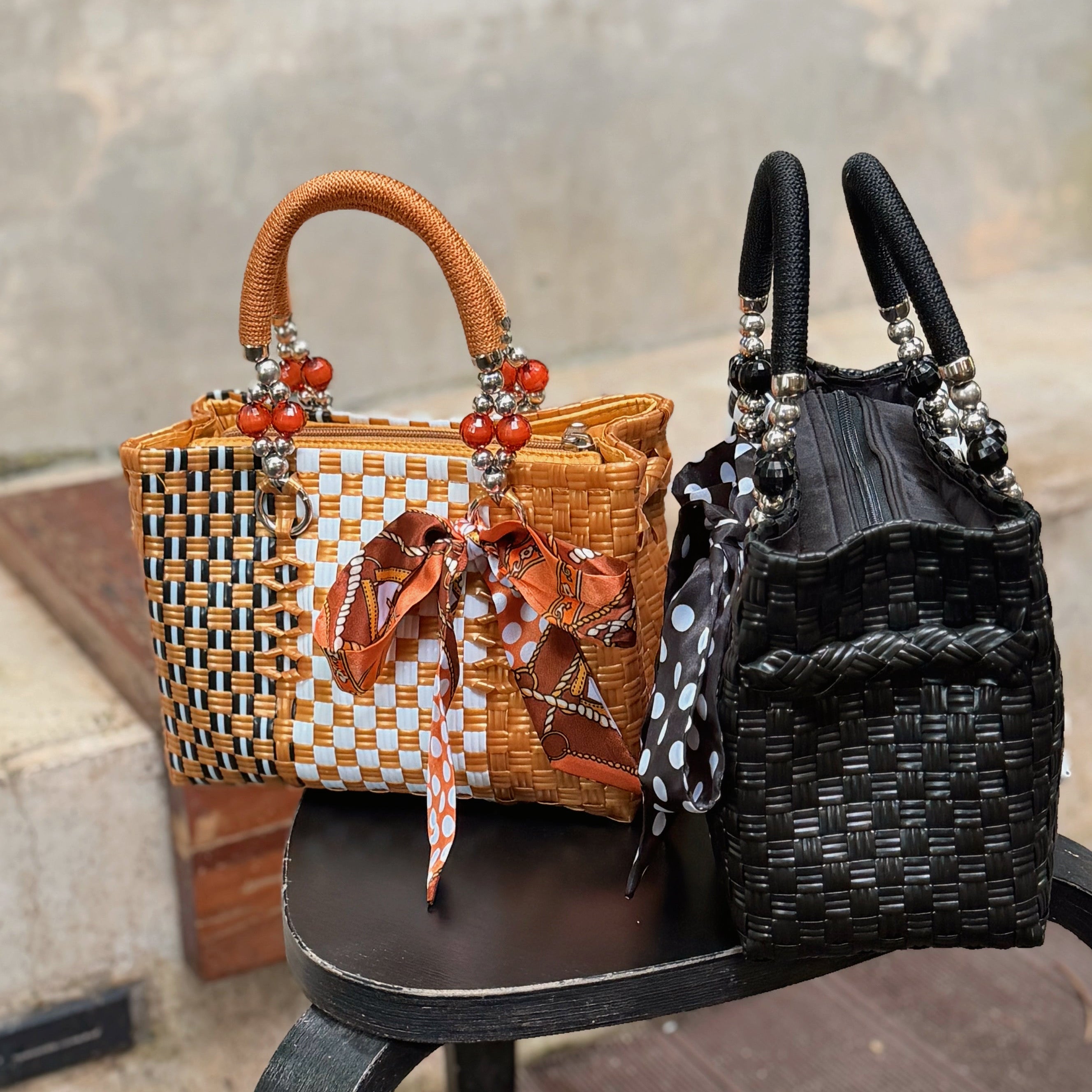 Black Checkered Mini Zip