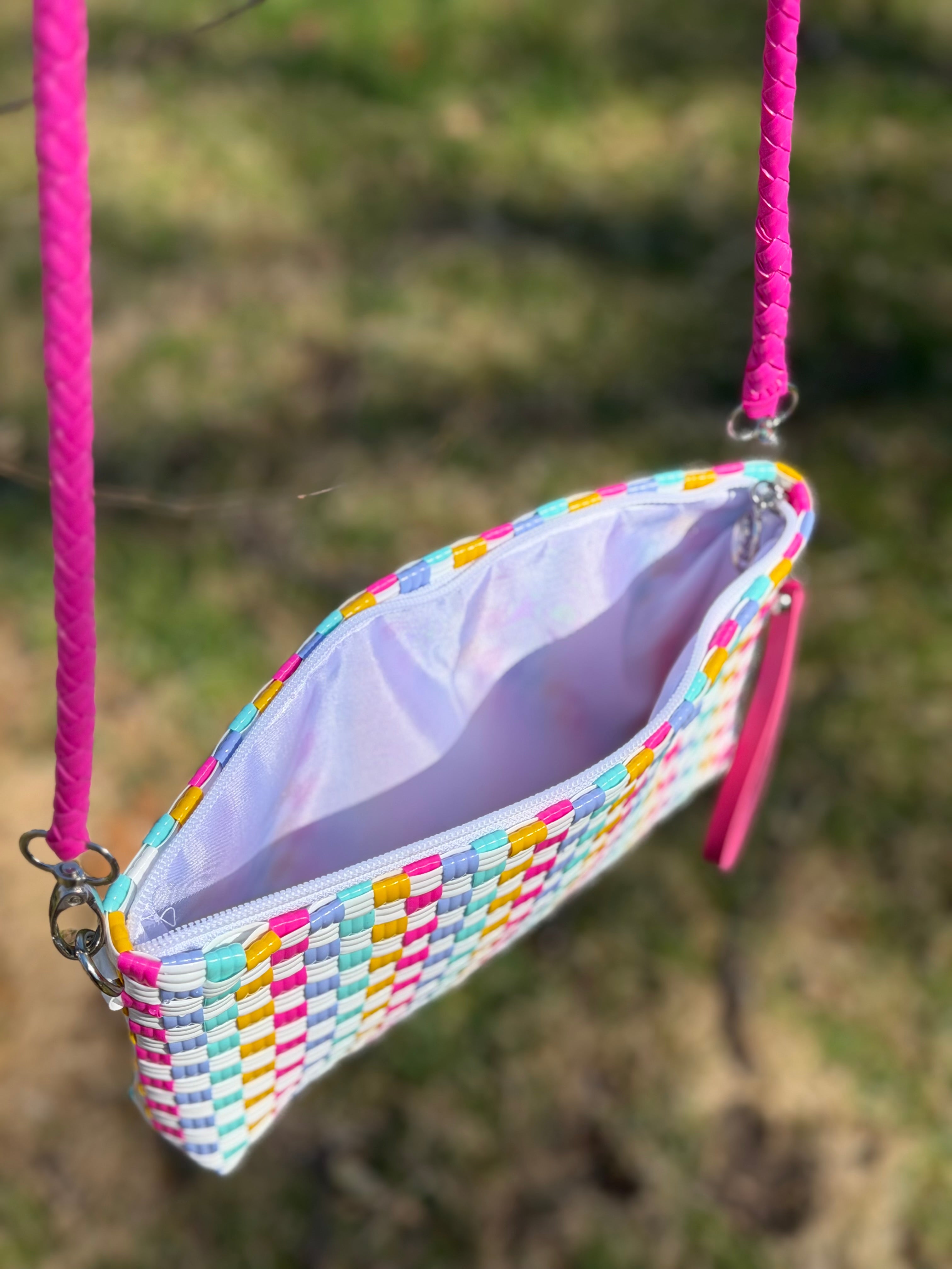 Candy Clutch with Strap – Handwoven Recycled Crossbody Pouch