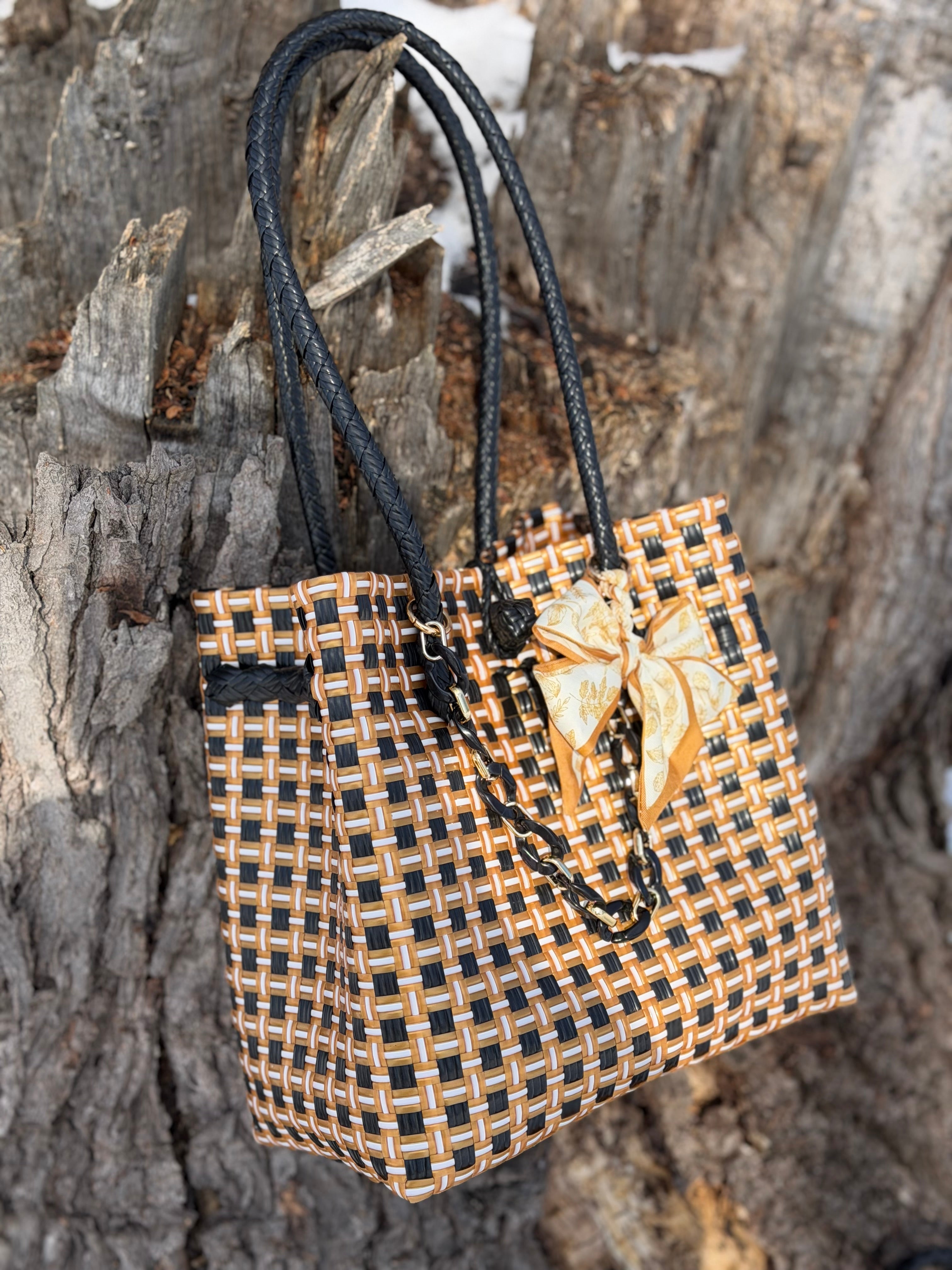 Cocoa Noir Bag | Handwoven Recycled Tote