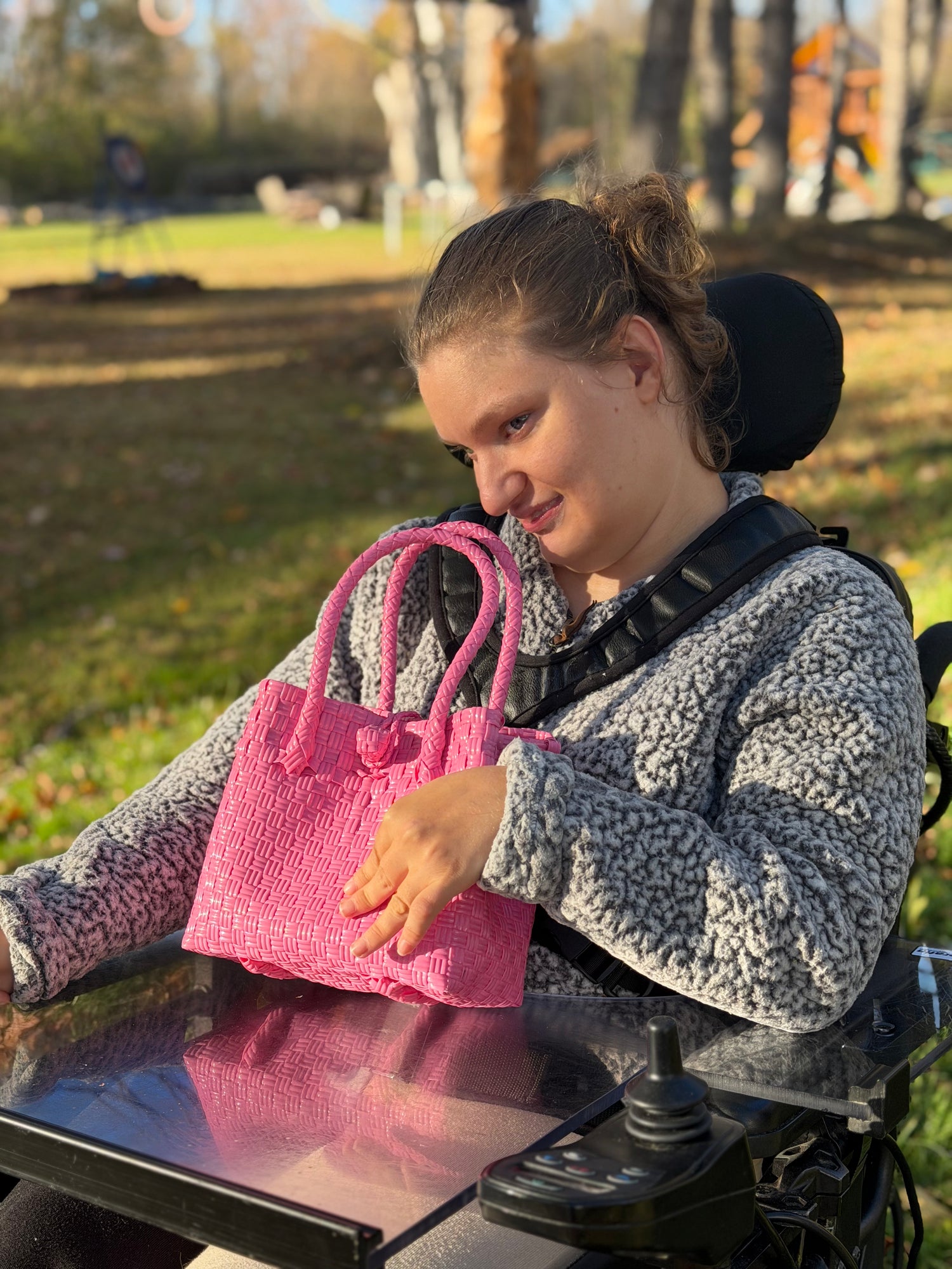 Mini pink handwoven bag