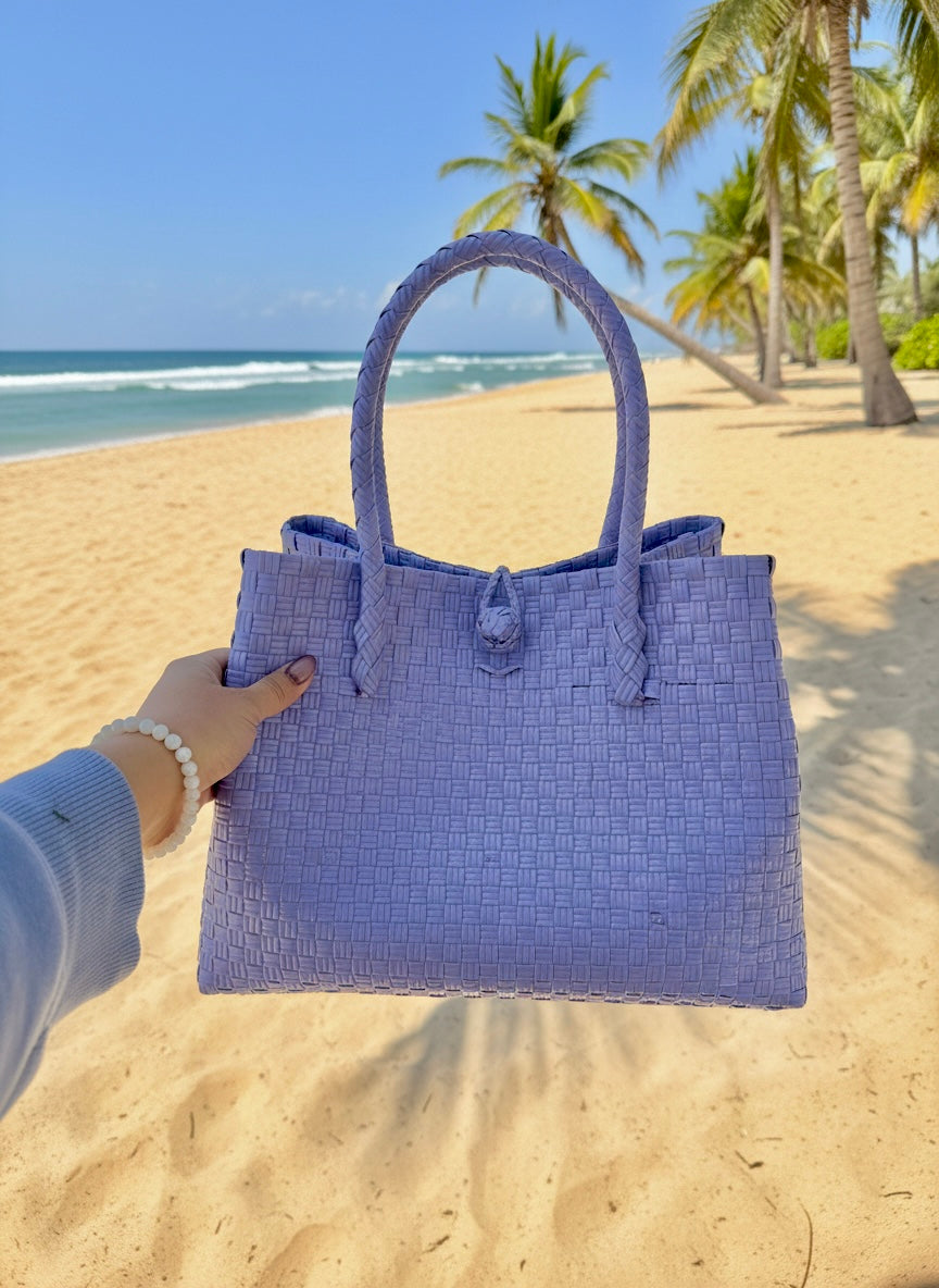 Purple beach, tote, bag, recycled materials