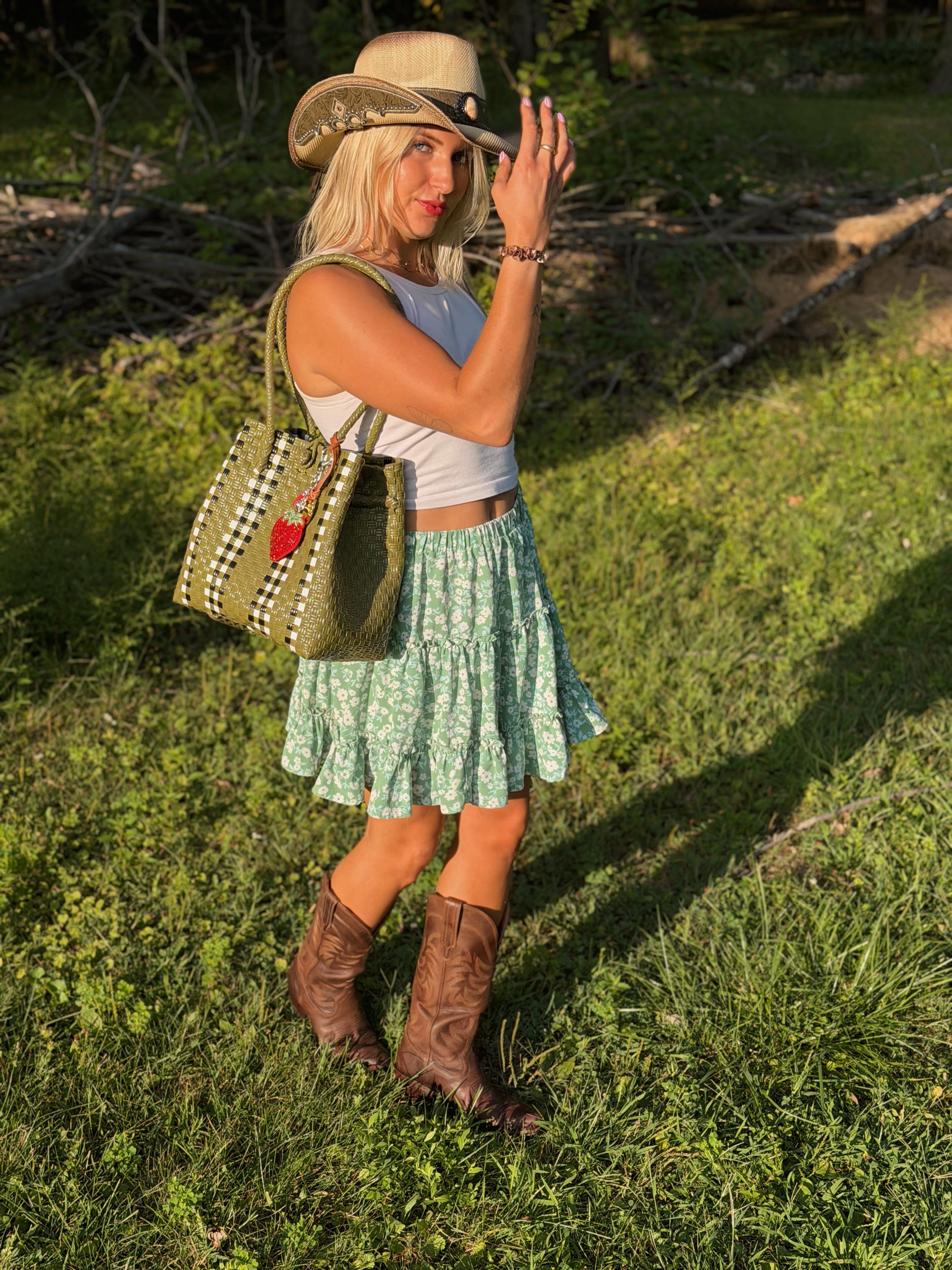 Avocado Checkered Tote