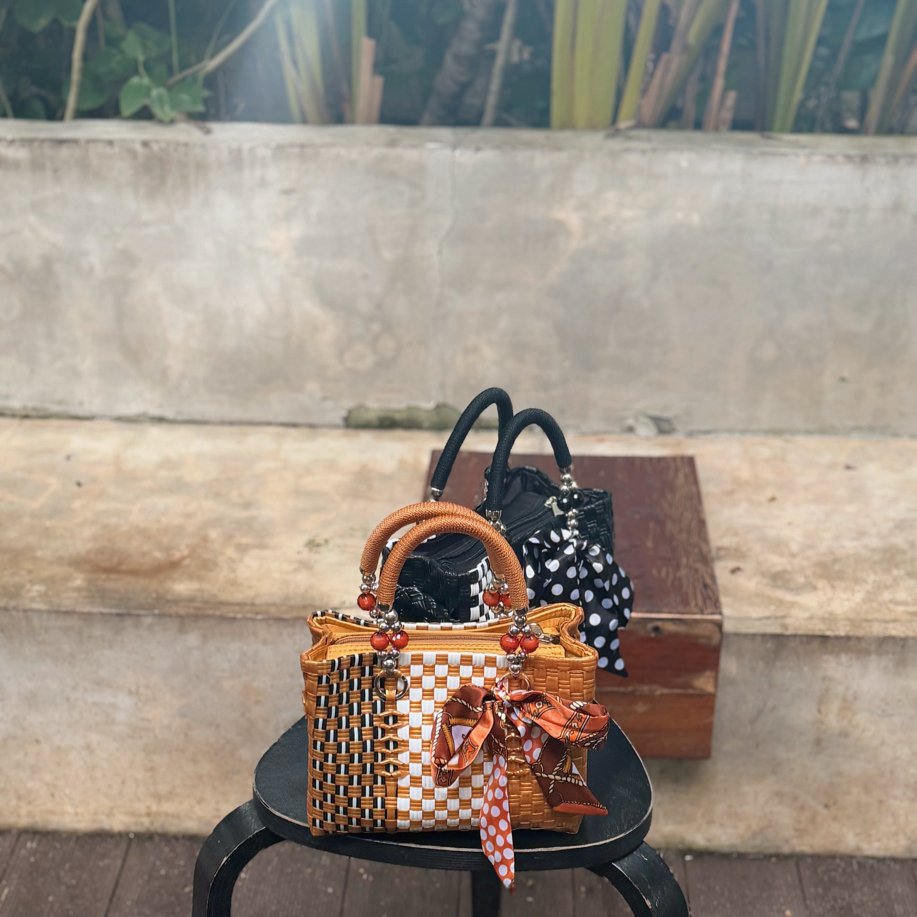 Black Checkered Mini Zip