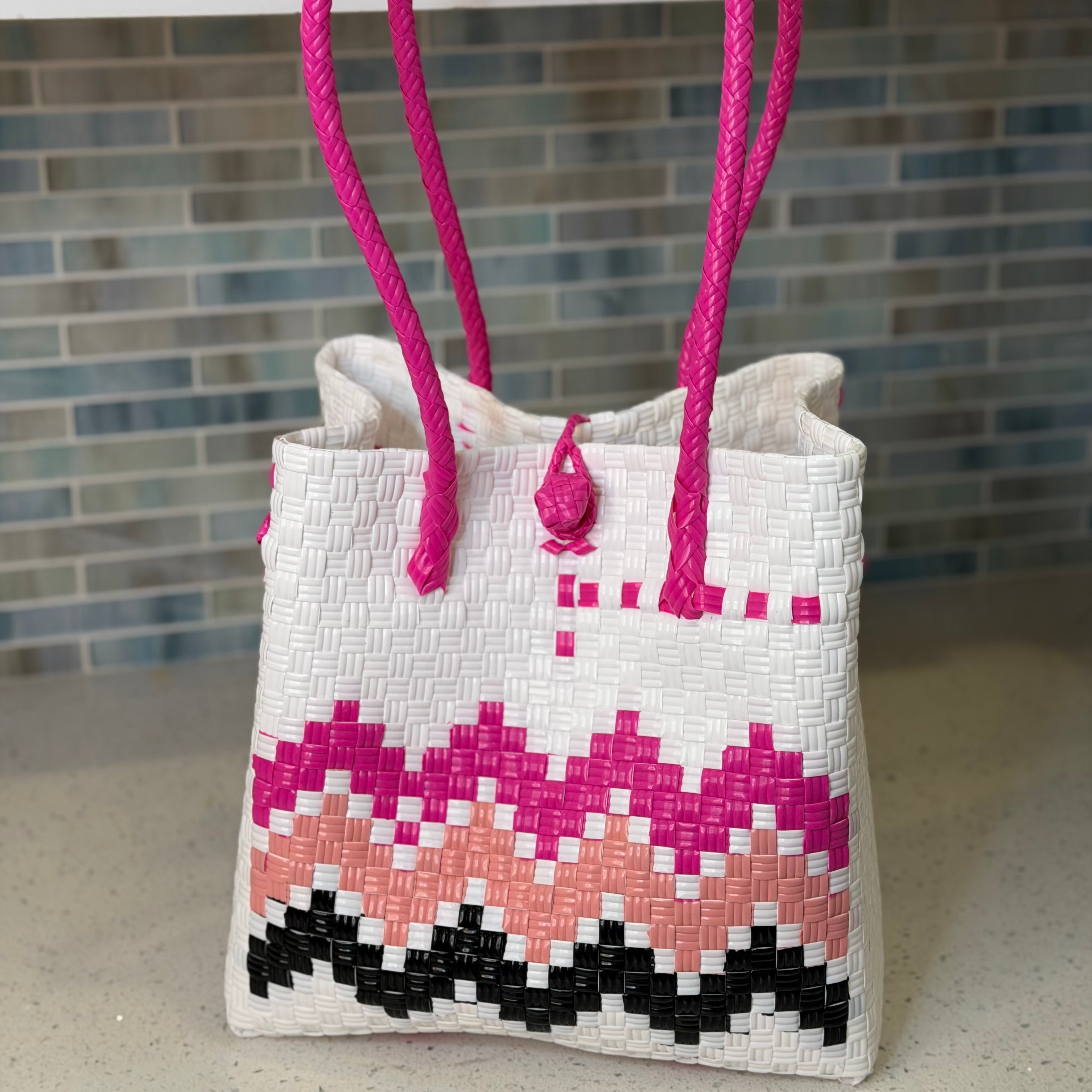 Pink Wave Bag | Handwoven Recycled Tote