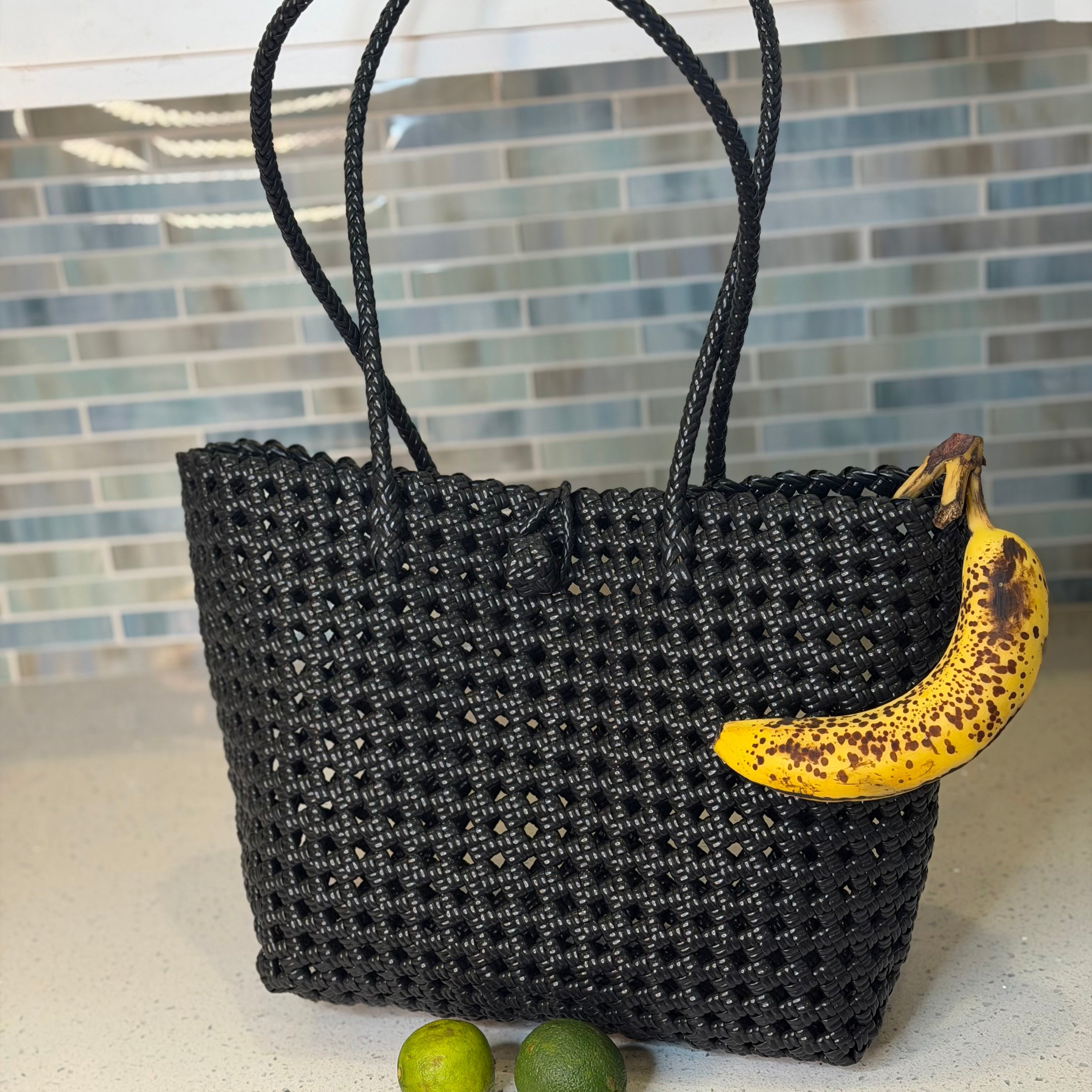 Black Boho Bag | Handwoven Recycled Tote