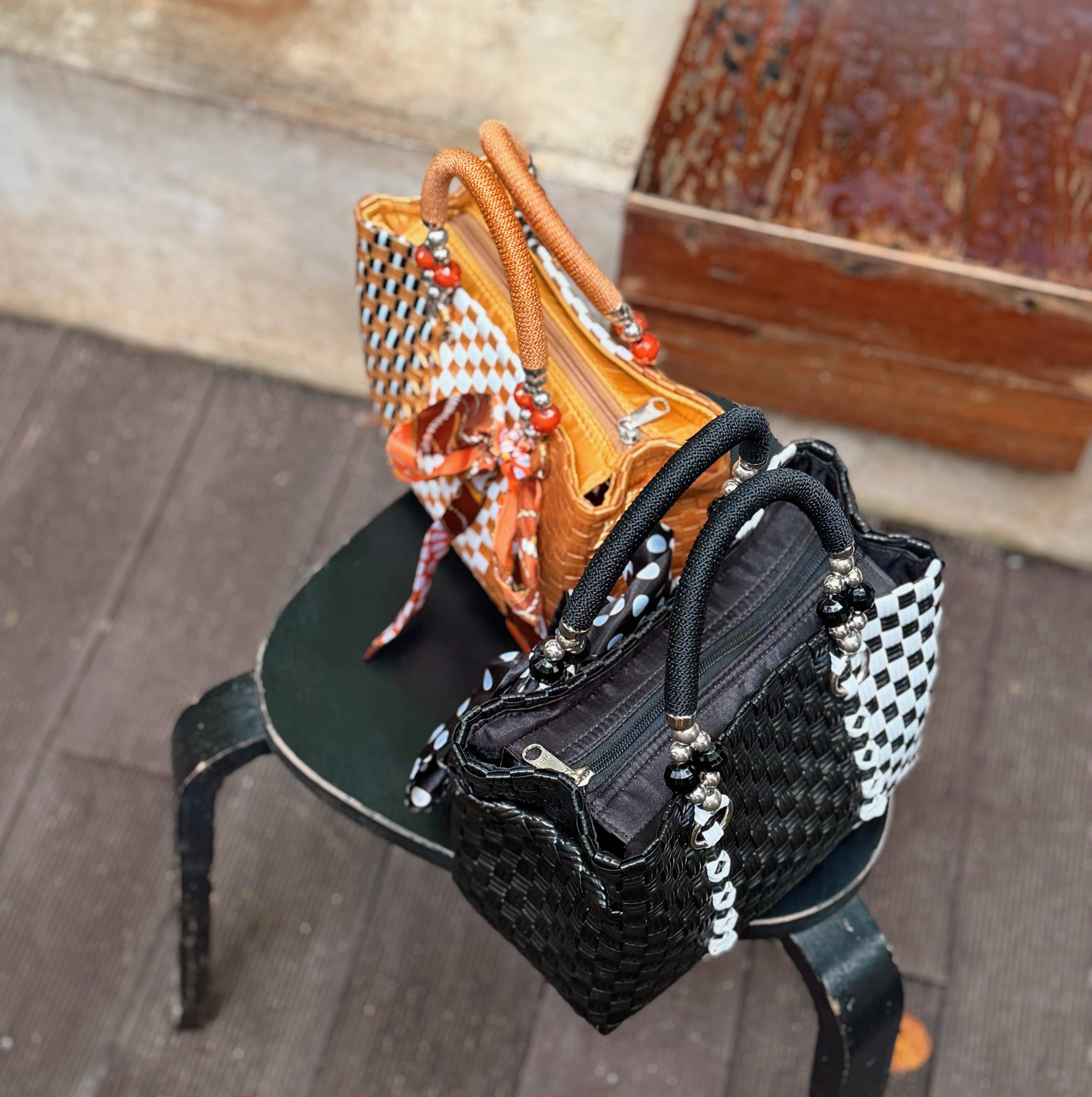 Black Checkered Mini Zip
