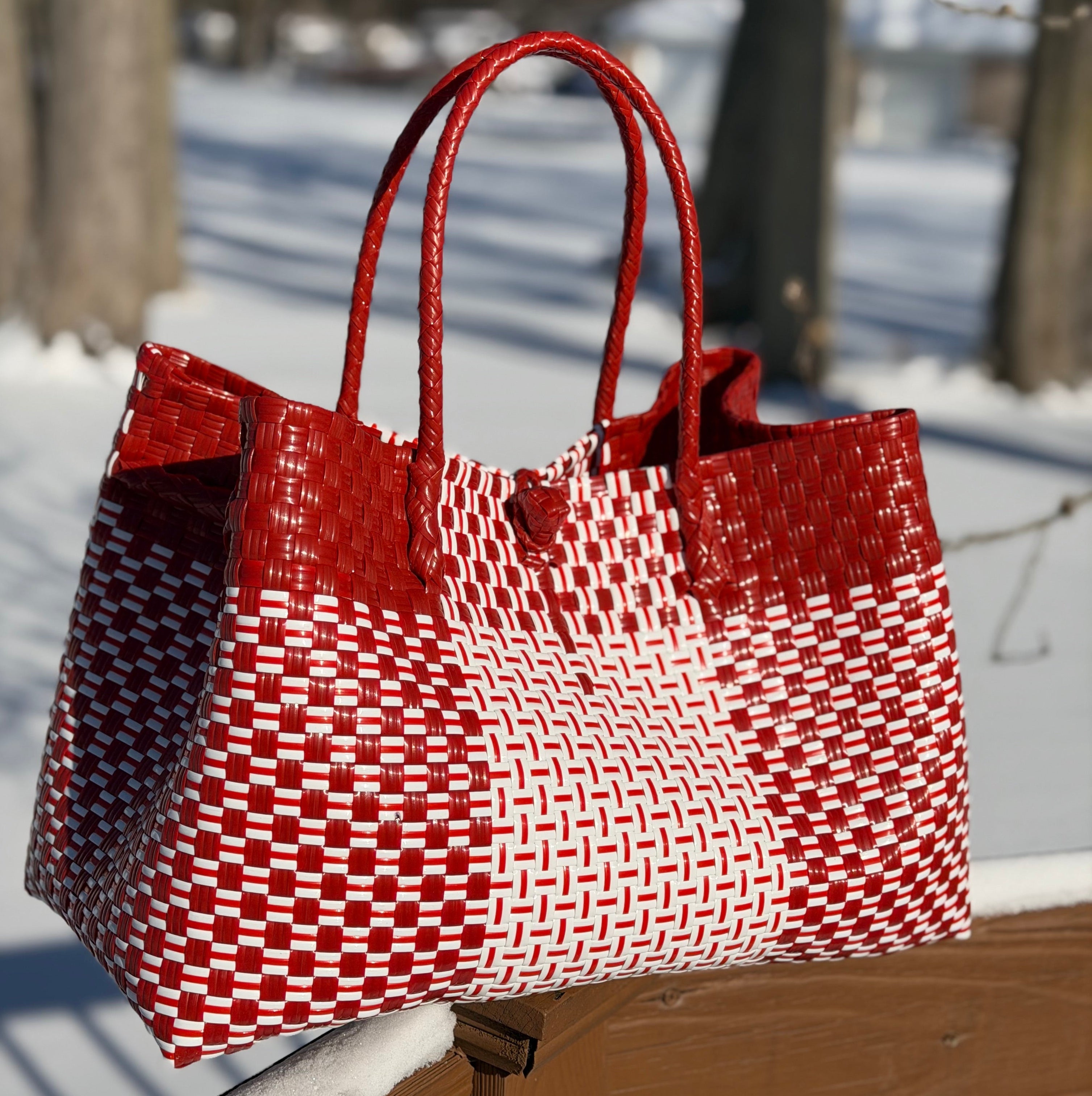 Rosso Luxe – Oversized Structured Waterproof Tote