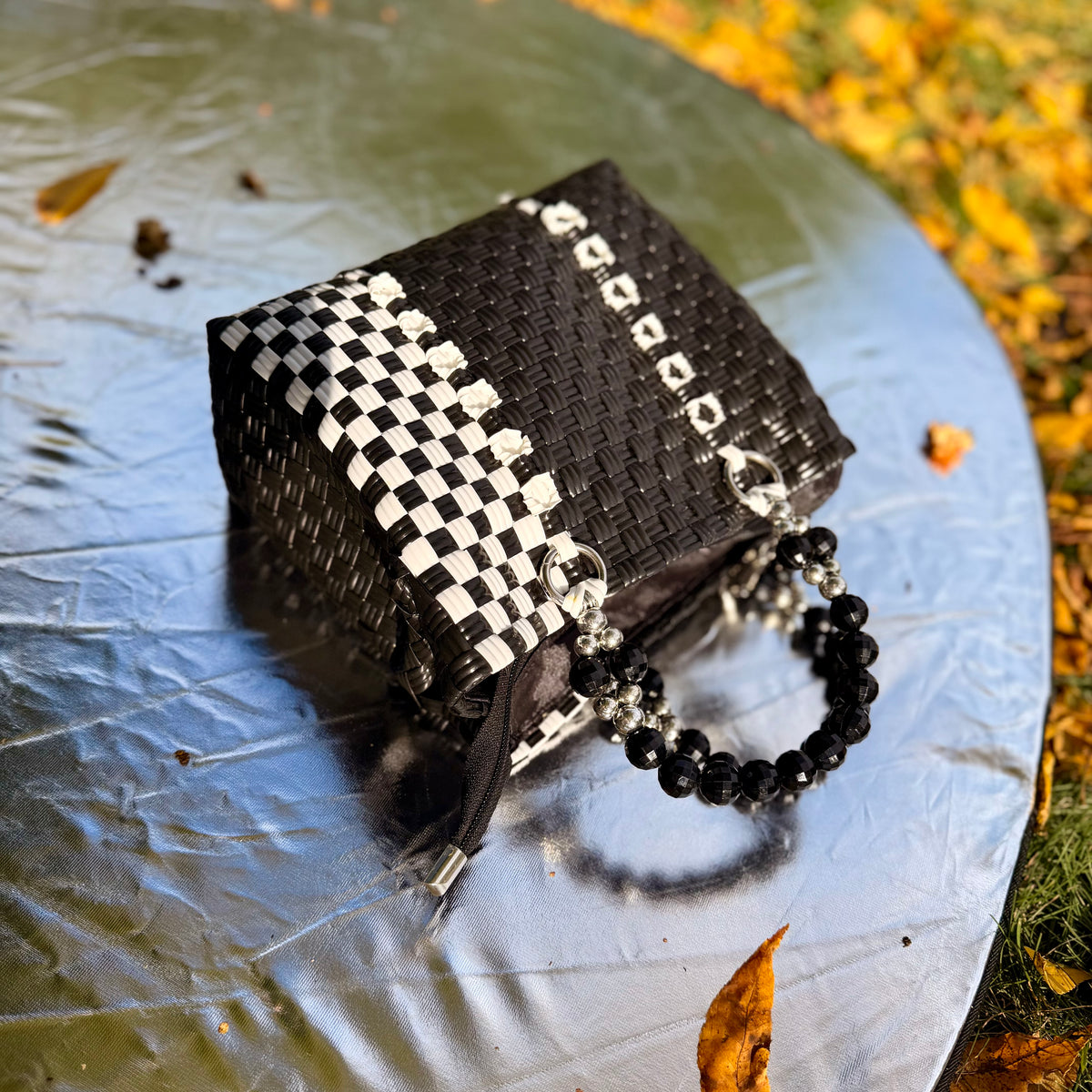 Black Checkered Mini Zip
