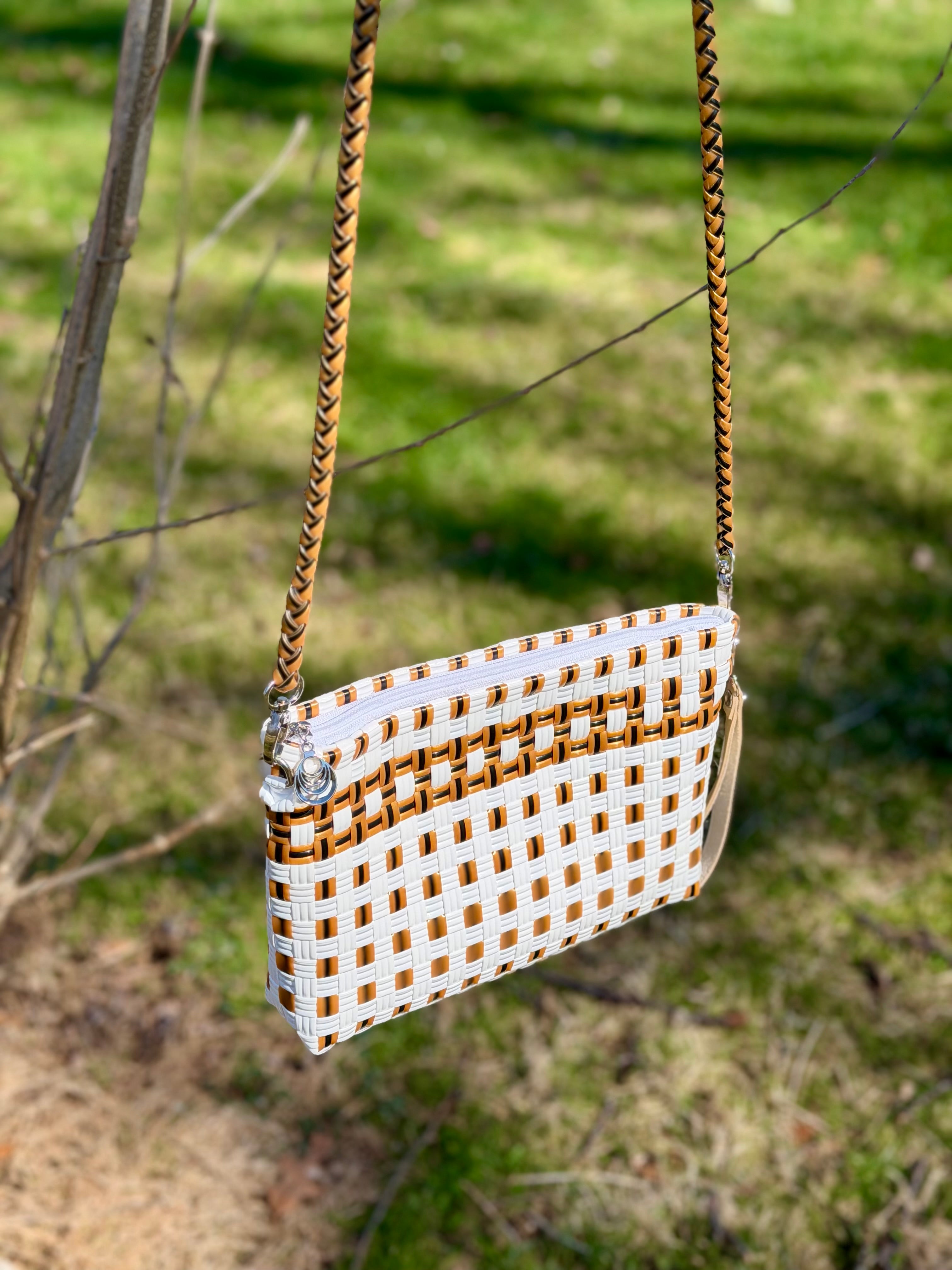 Sol Clutch with Strap – Handwoven Recycled Crossbody Pouch