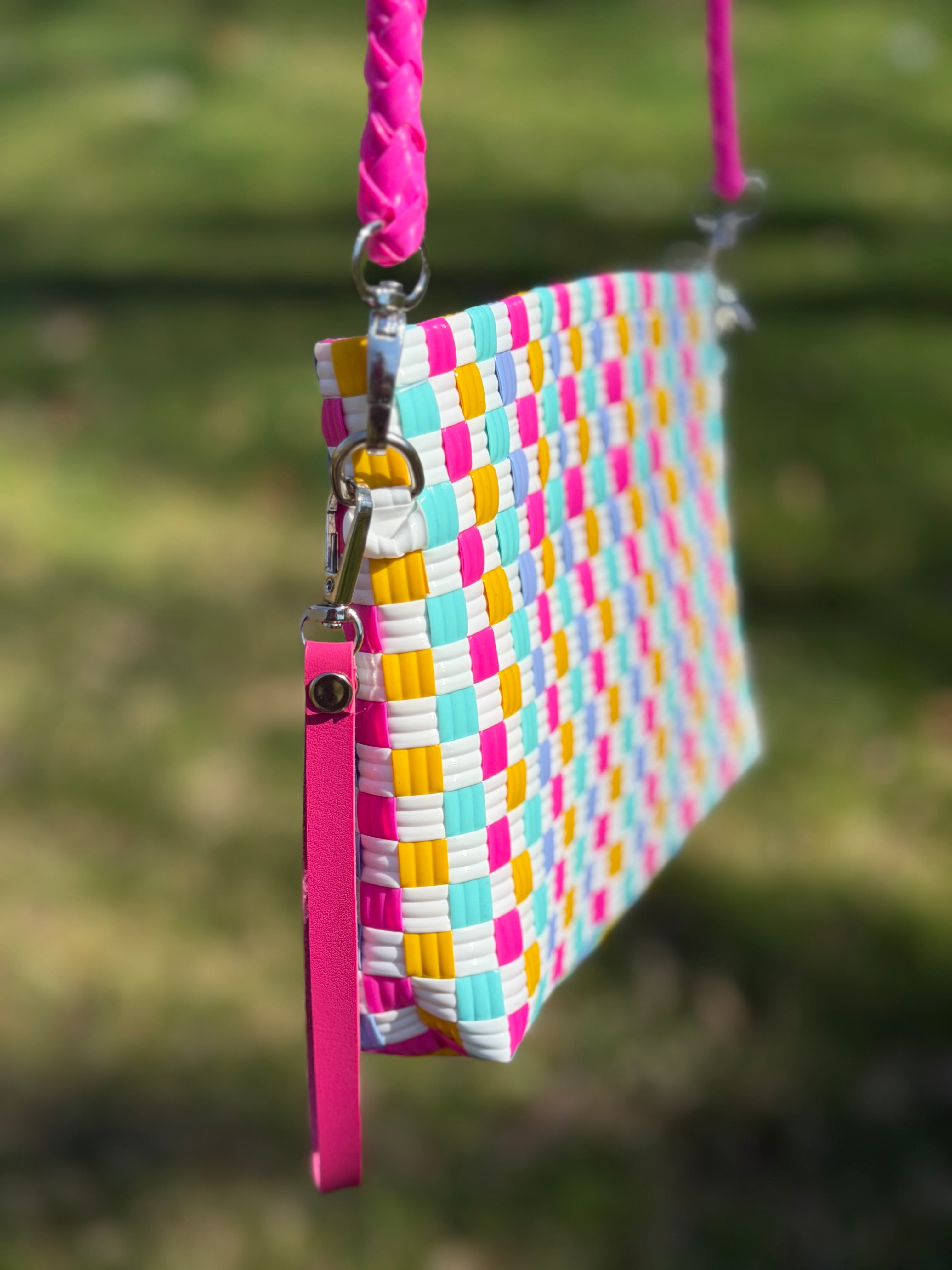 Candy Clutch with Strap – Handwoven Recycled Crossbody Pouch