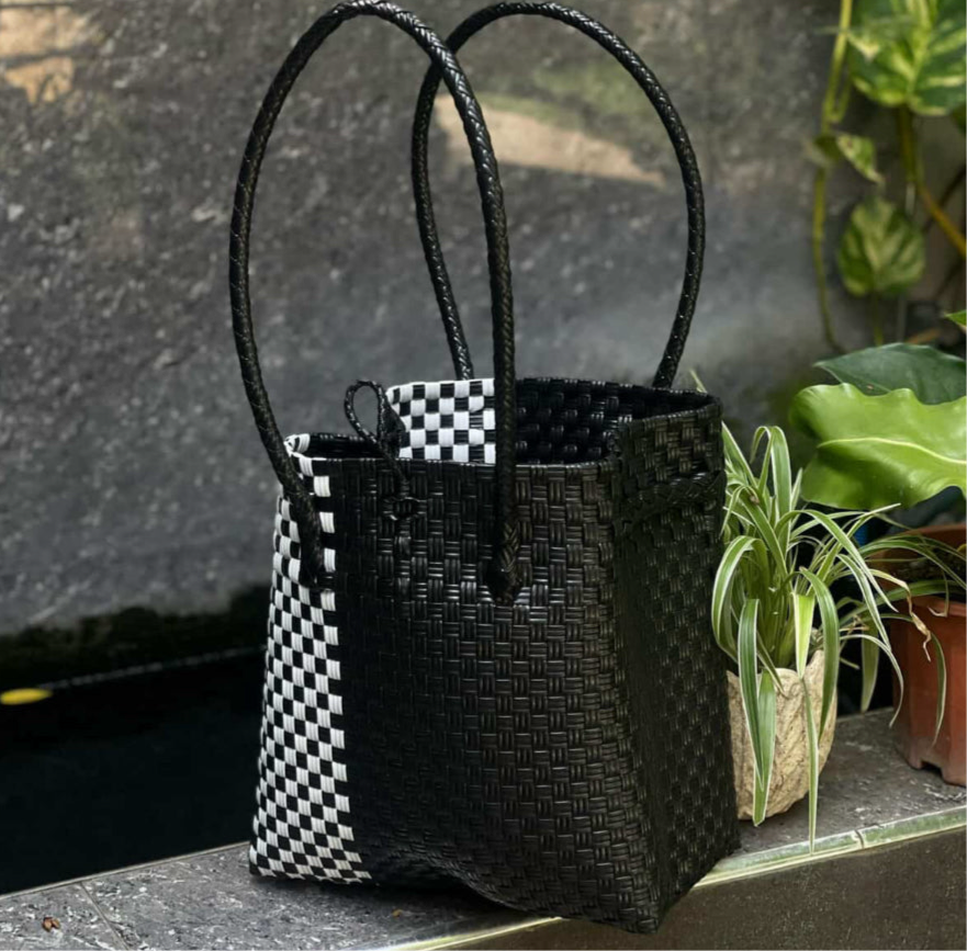 Black Checkered Tote