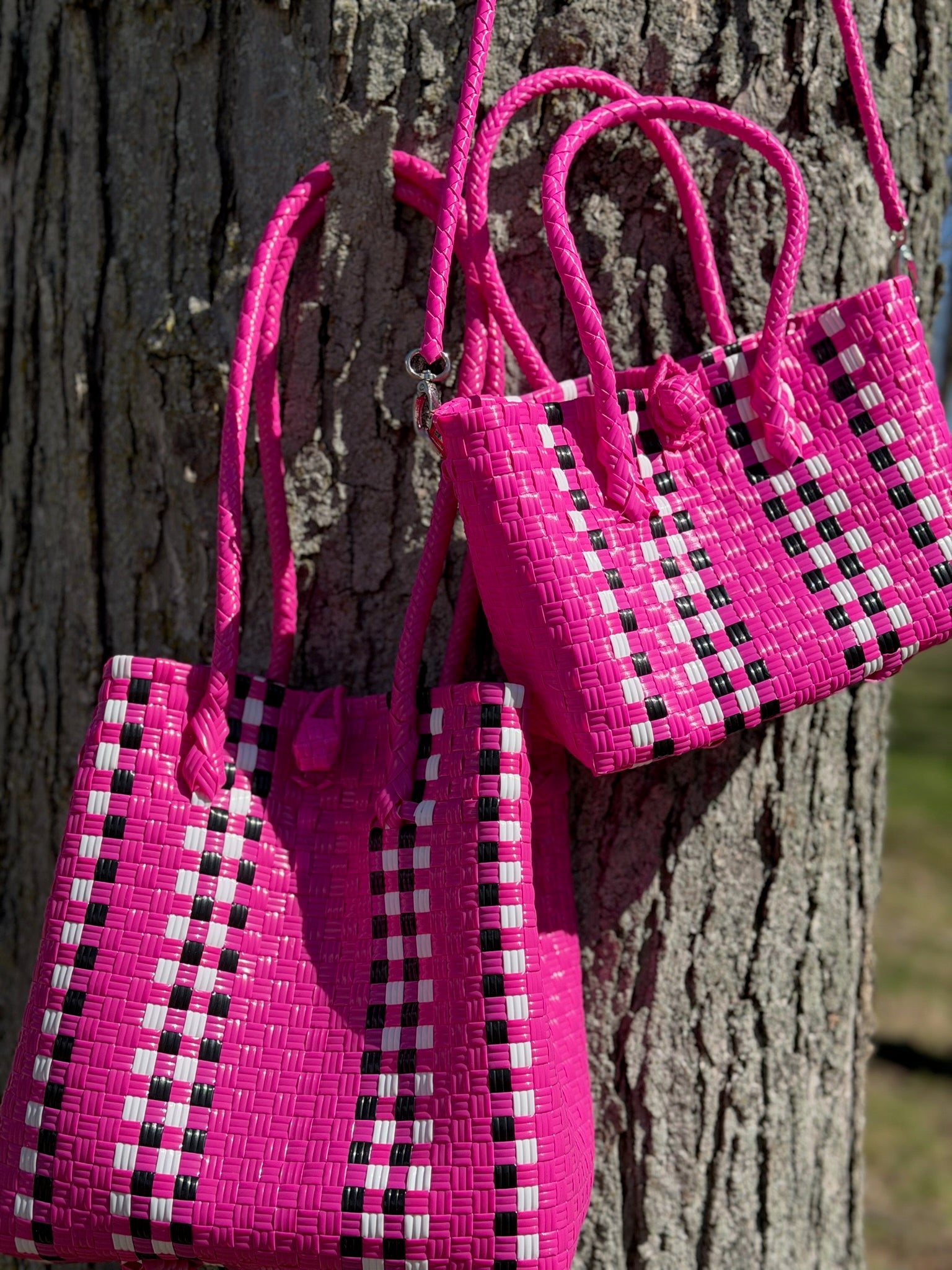 Pink Checkered Tote