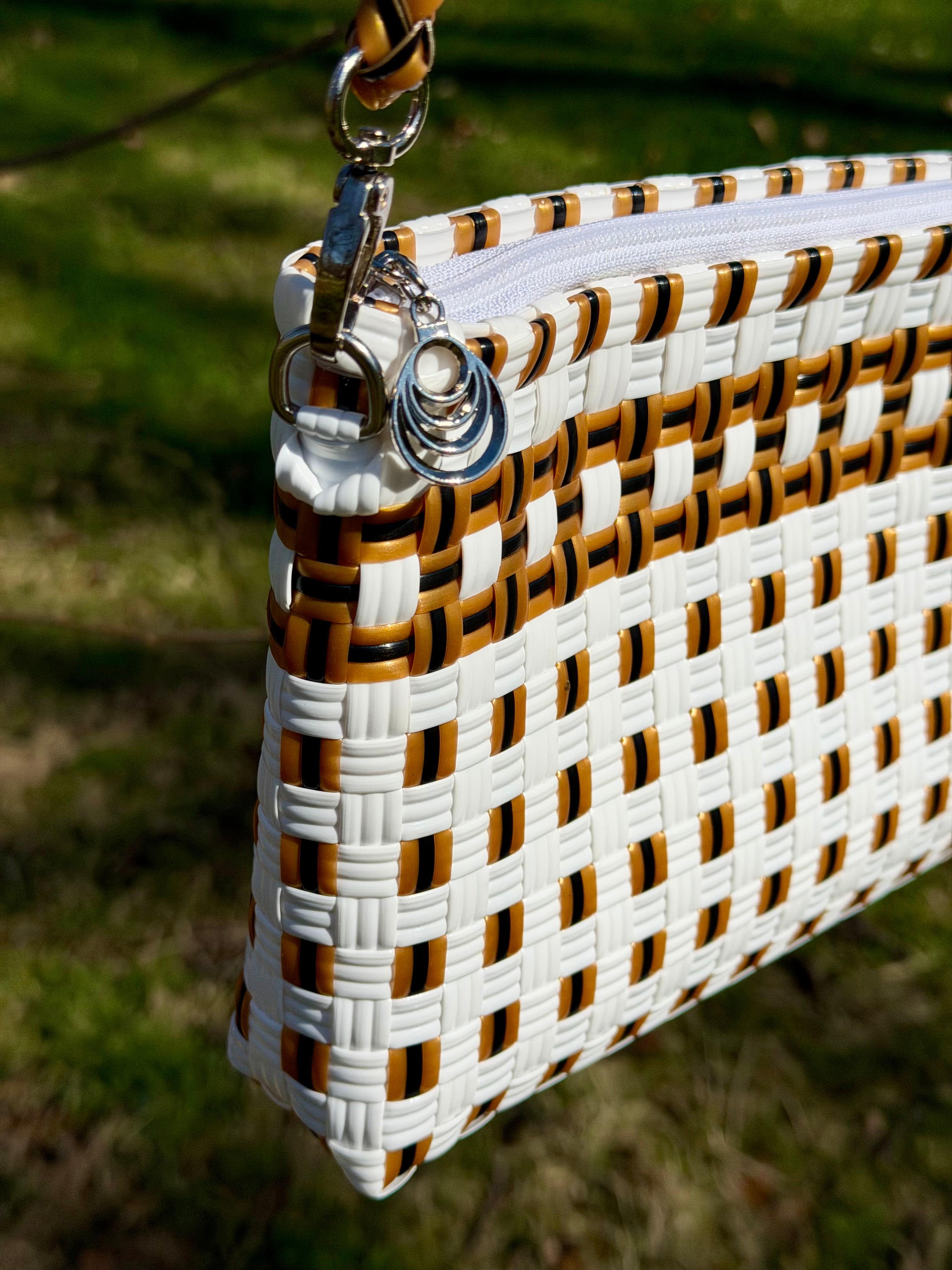 Sol Clutch with Strap – Handwoven Recycled Crossbody Pouch