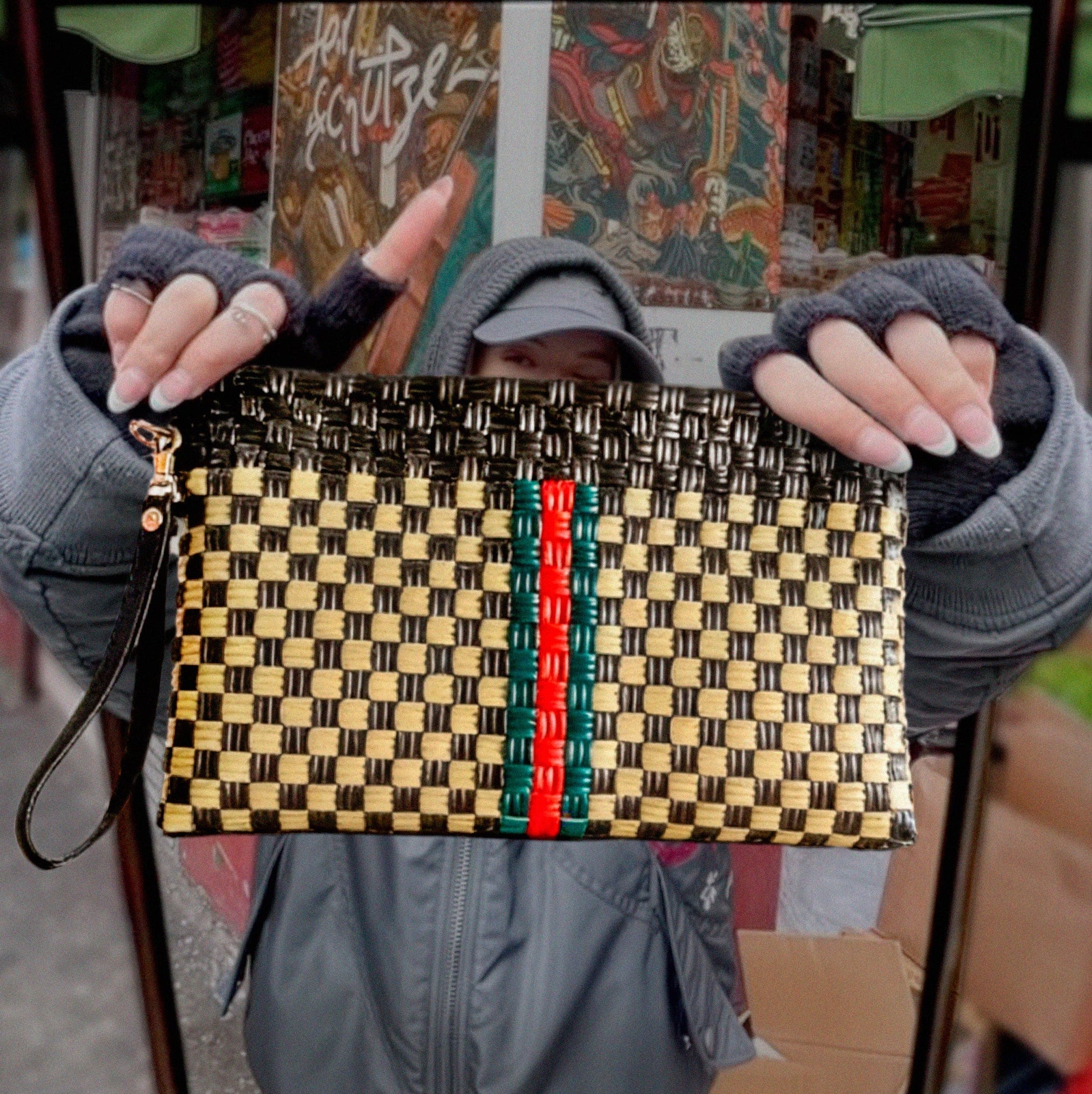 Stripe Clutch – Handwoven Recycled Everyday Pouch