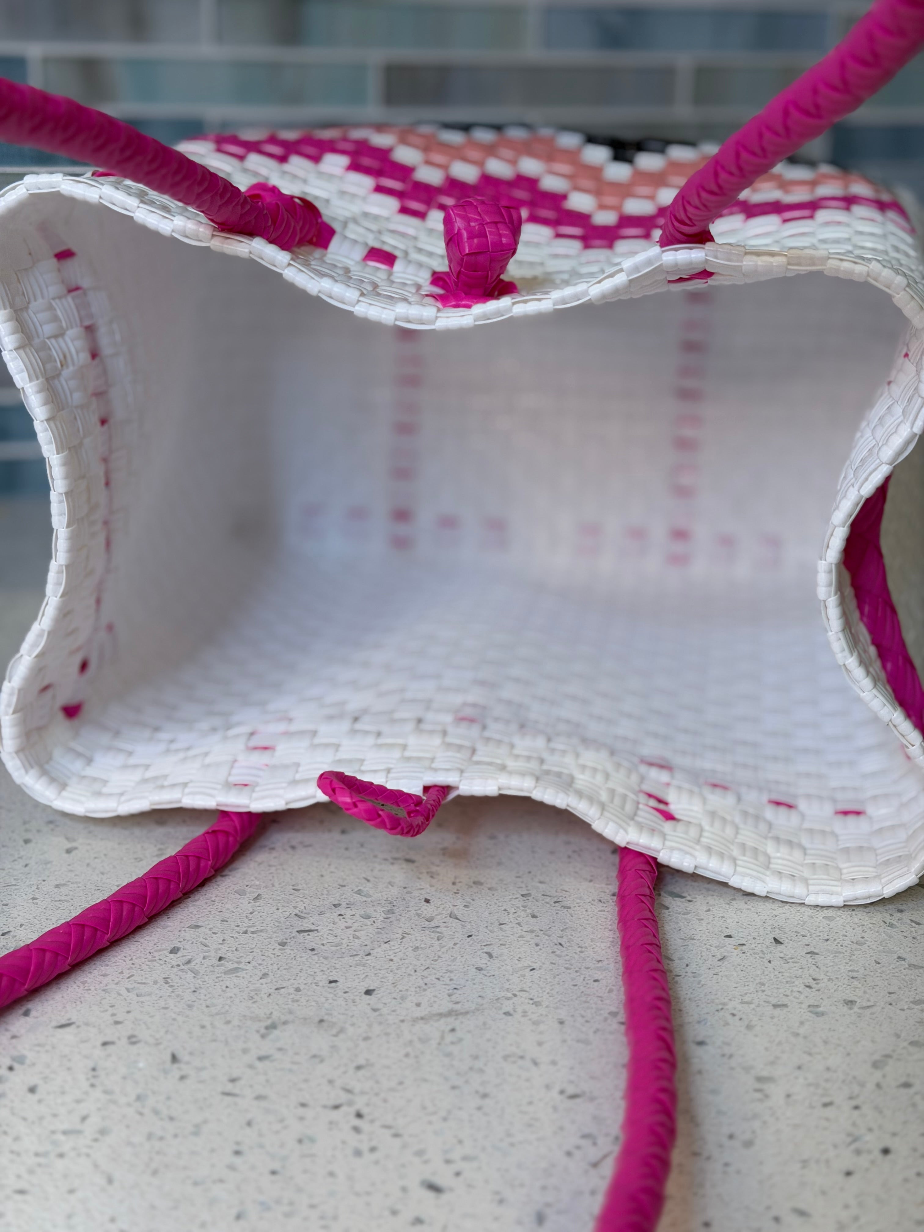 Pink Wave Bag | Handwoven Recycled Tote