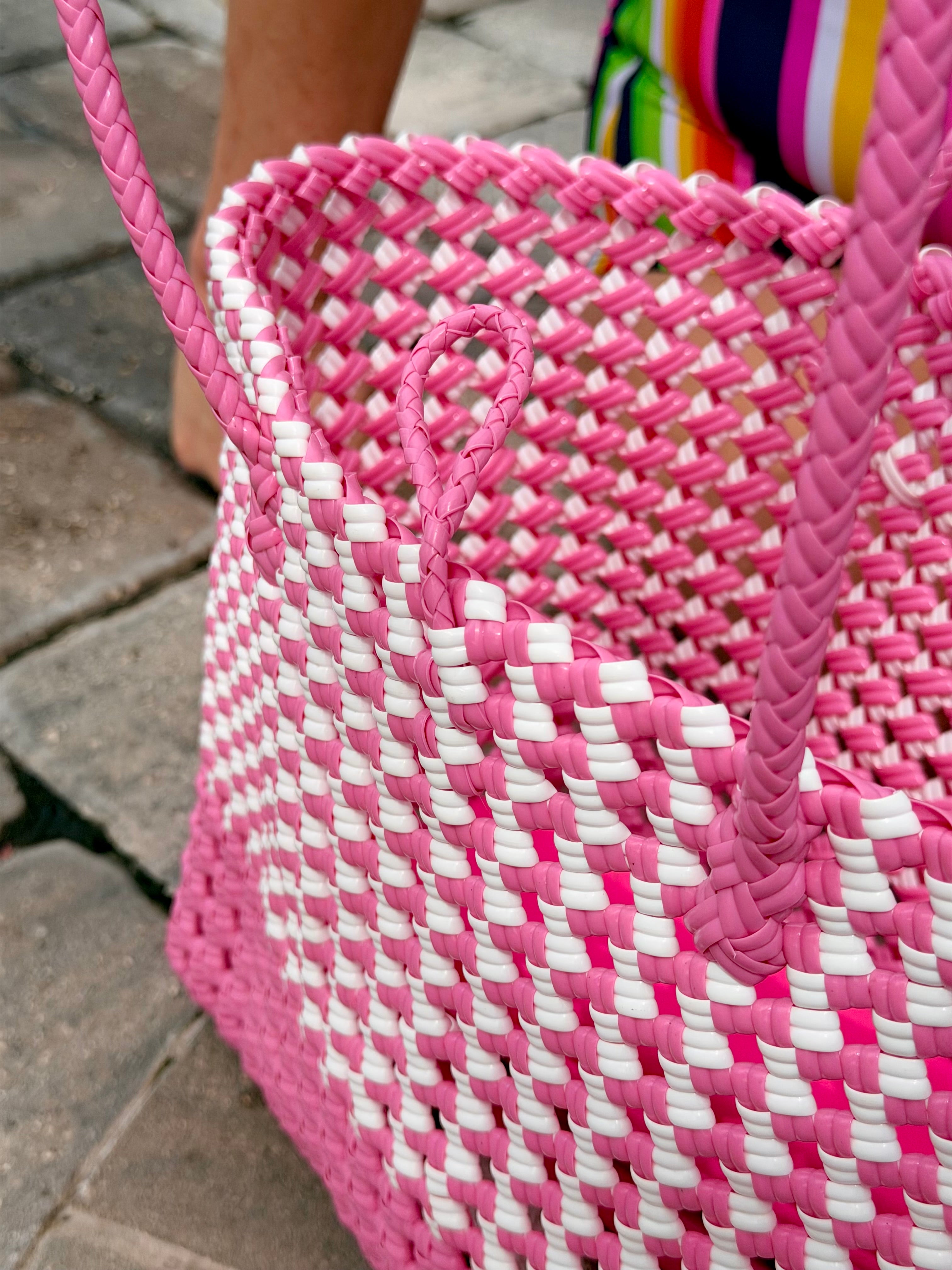 Pink Boho Bag | Handwoven Recycled Tote
