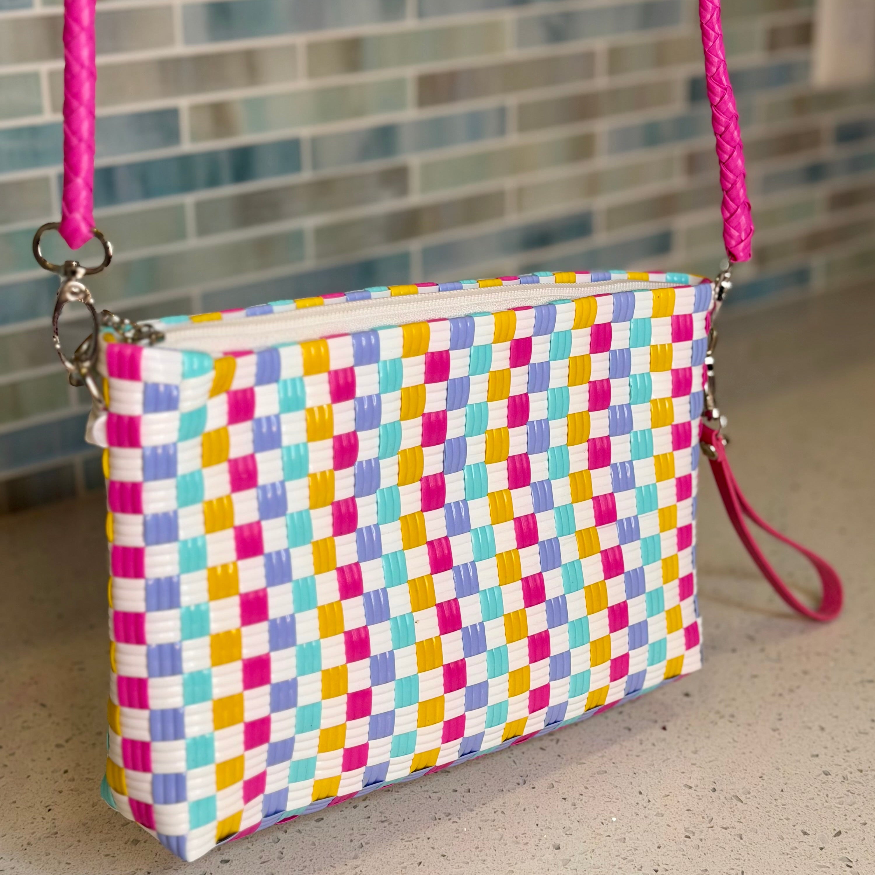 Candy Clutch with Strap – Handwoven Recycled Crossbody Pouch