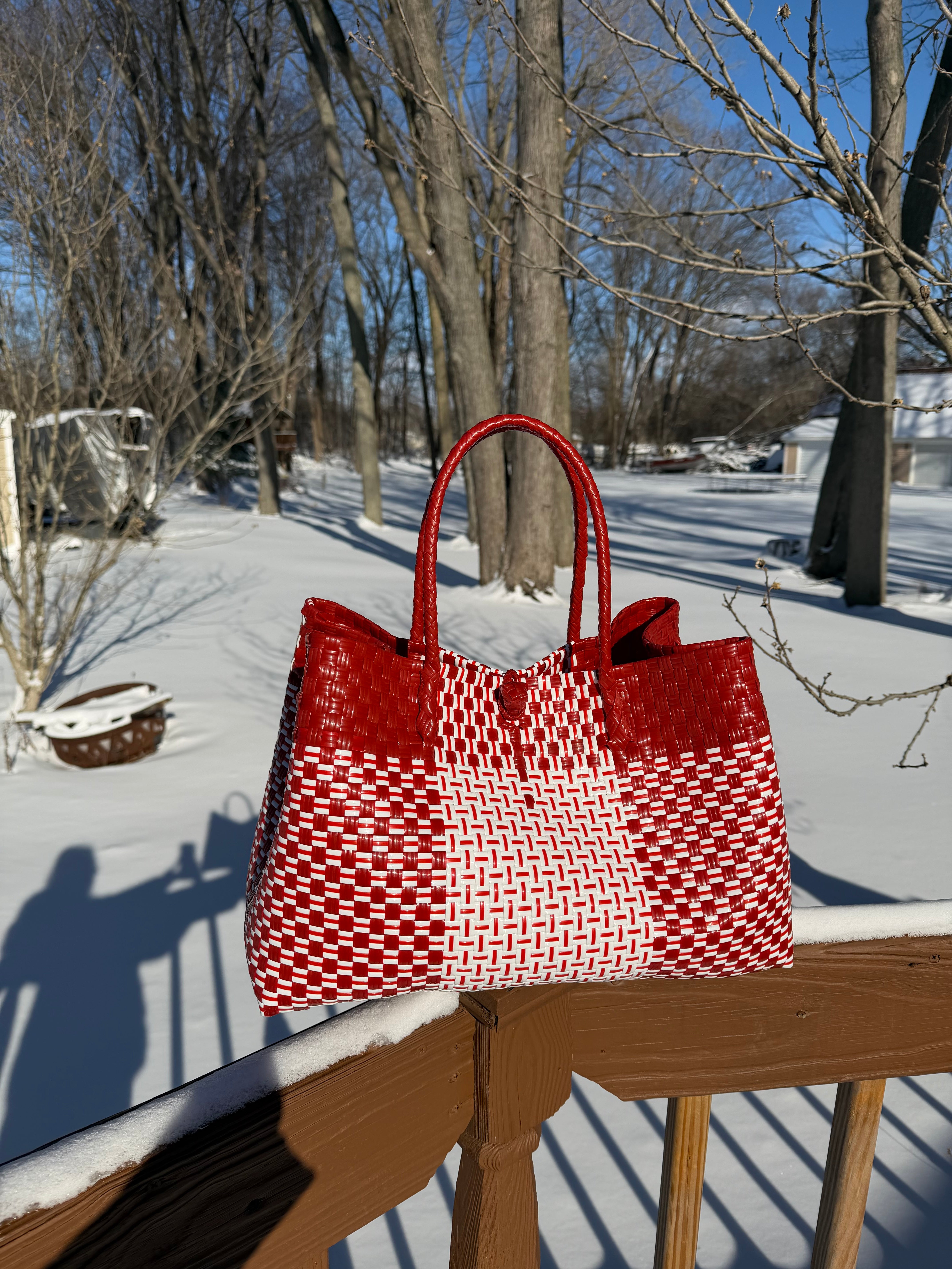 Rosso Luxe – Oversized Structured Waterproof Tote