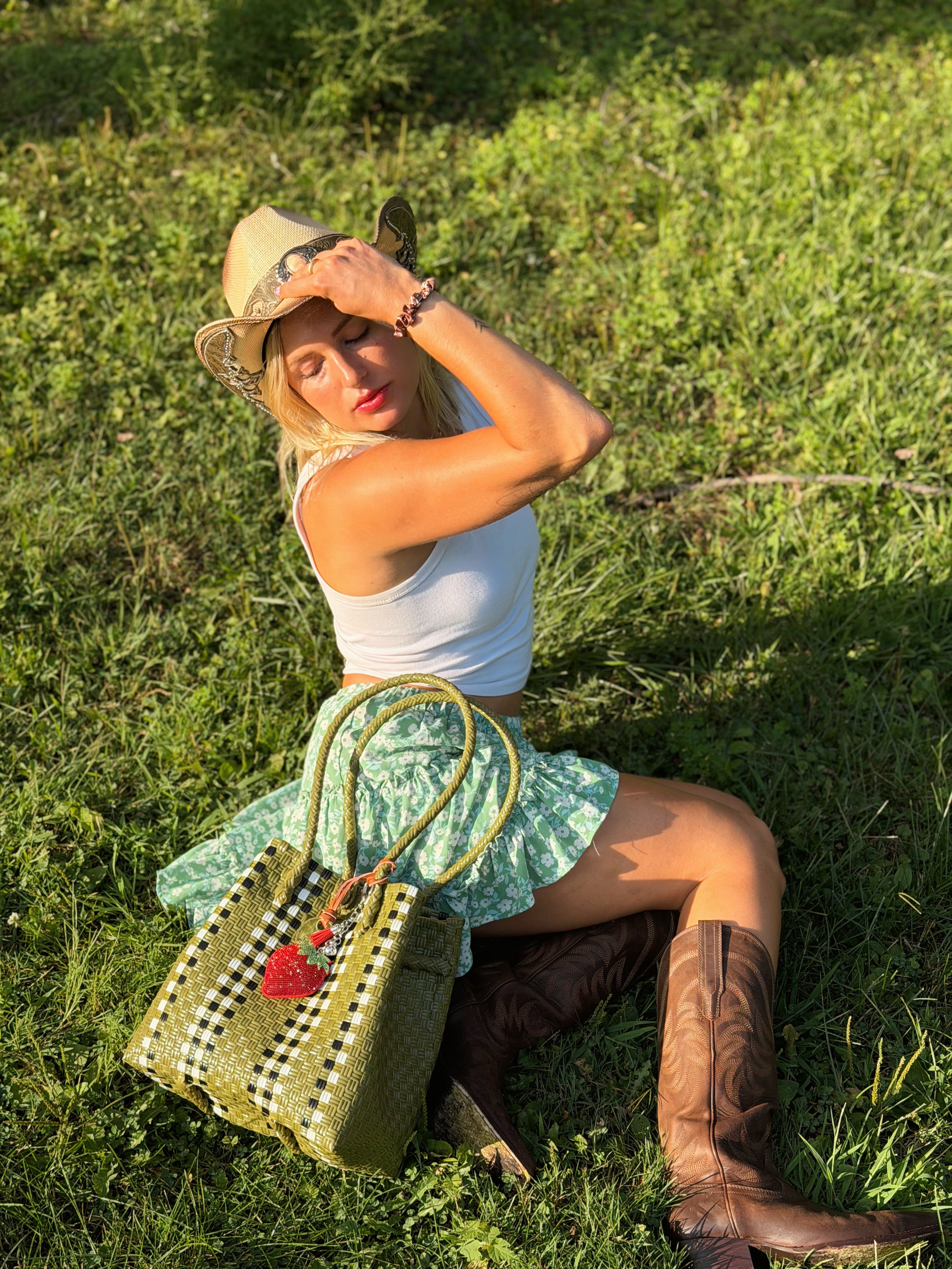 Avocado Checkered Tote