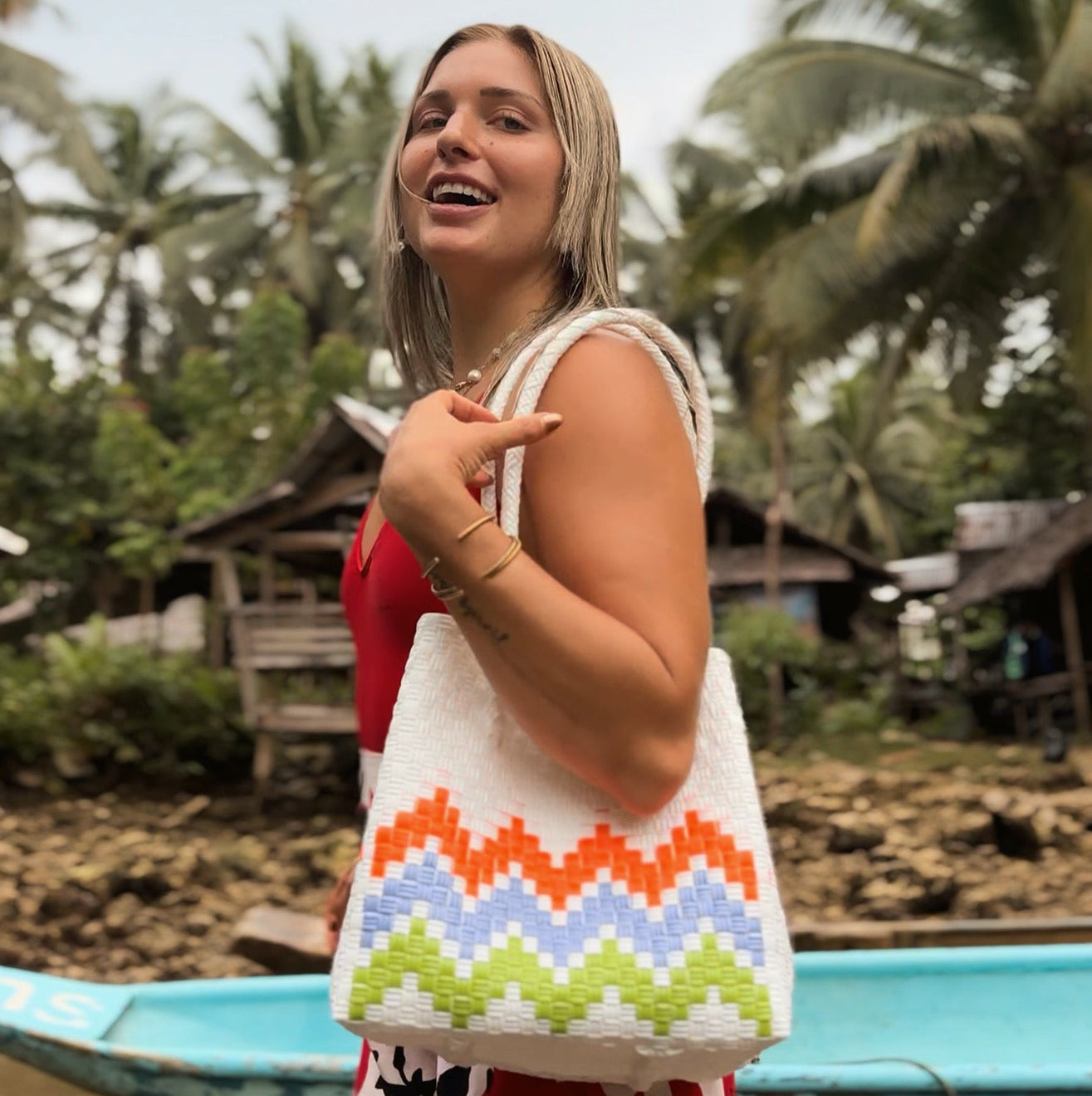 Isla Sol Wave Bag | Handwoven Recycled Tote l