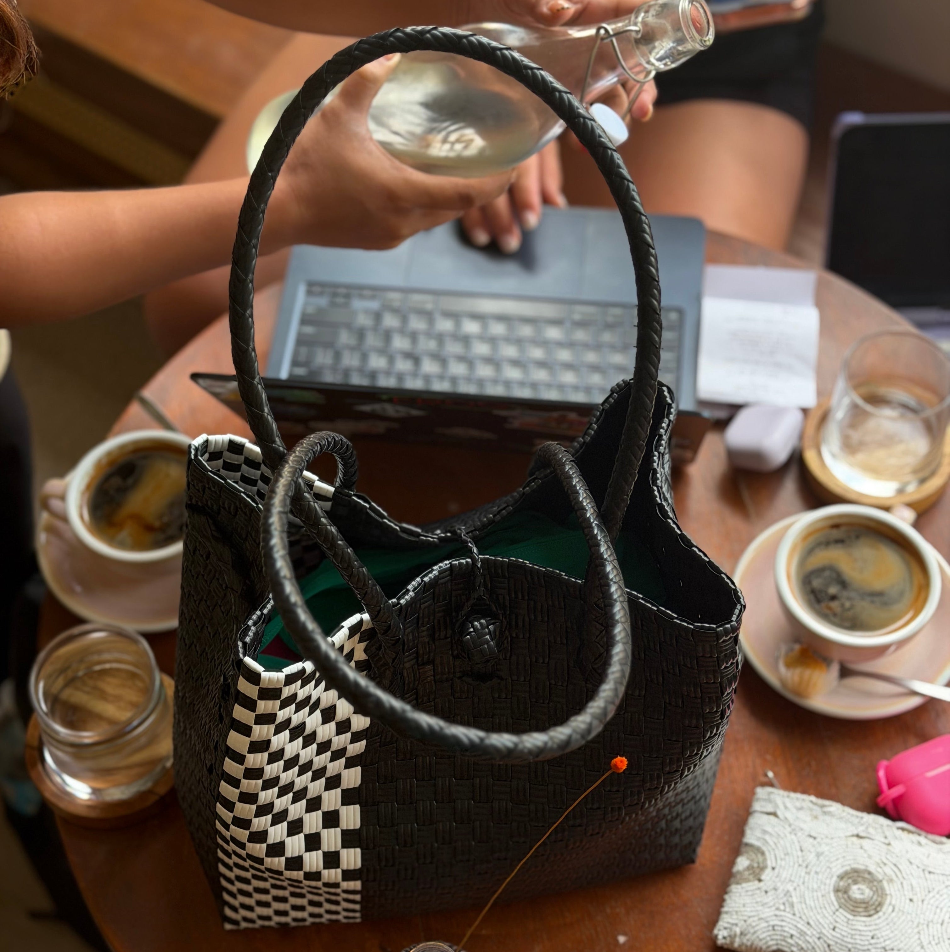 Black Checkered Tote