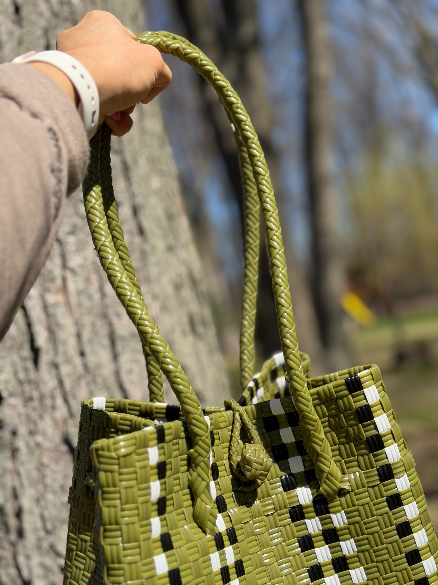 Avocado Checkered Tote