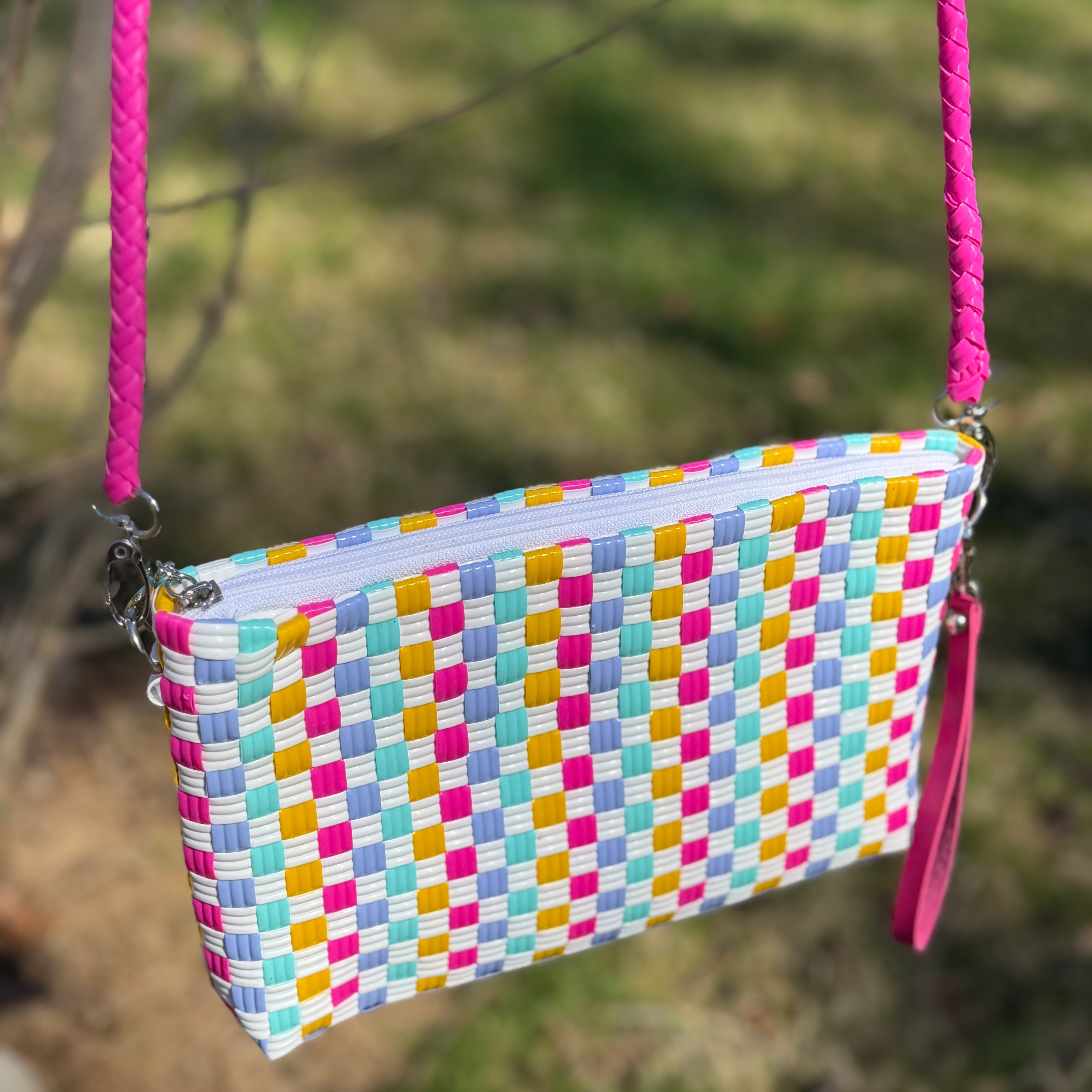 Candy Clutch with Strap – Handwoven Recycled Crossbody Pouch