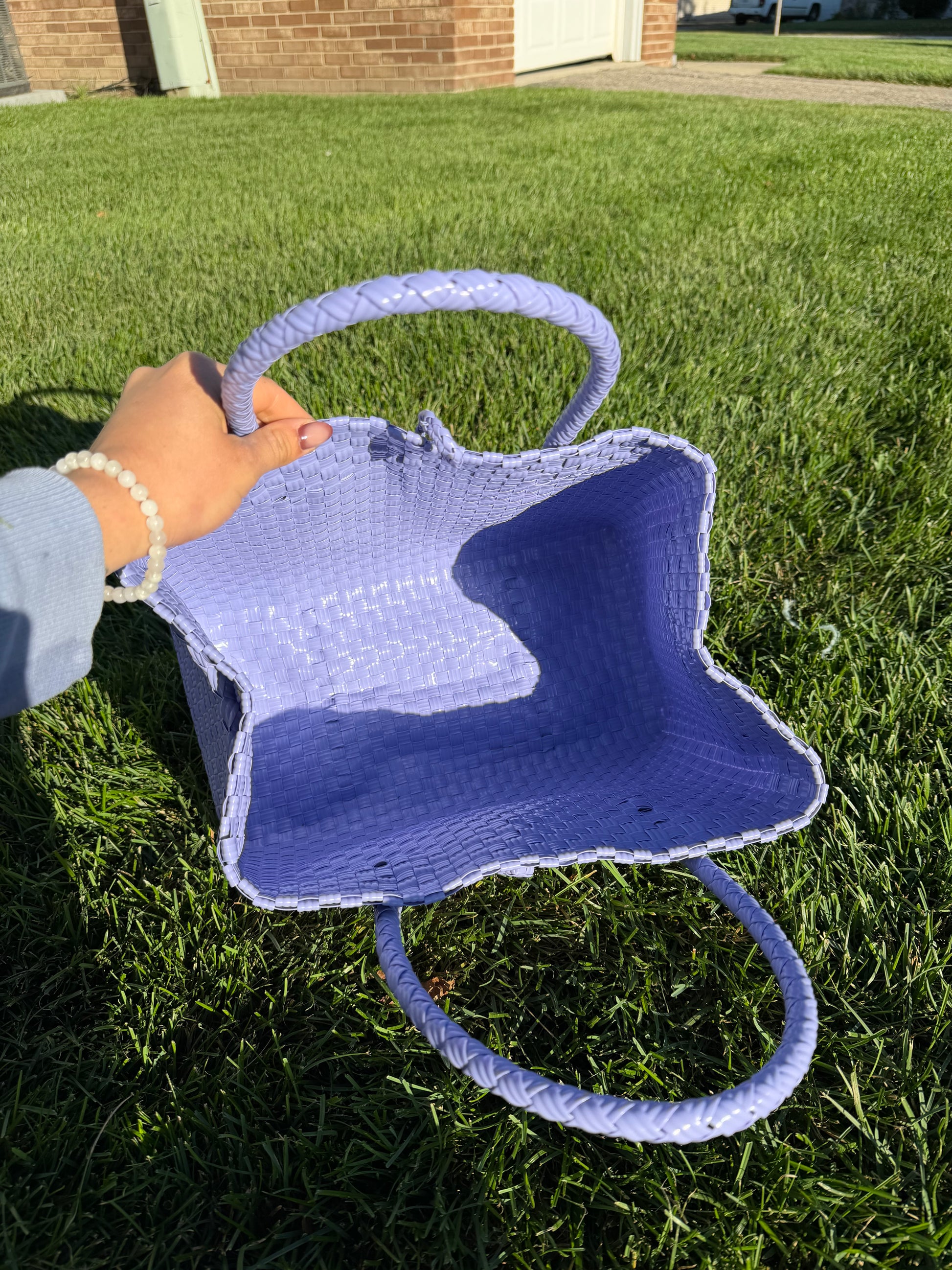 Inside view showing spacious structured design of Ube Luxe tote