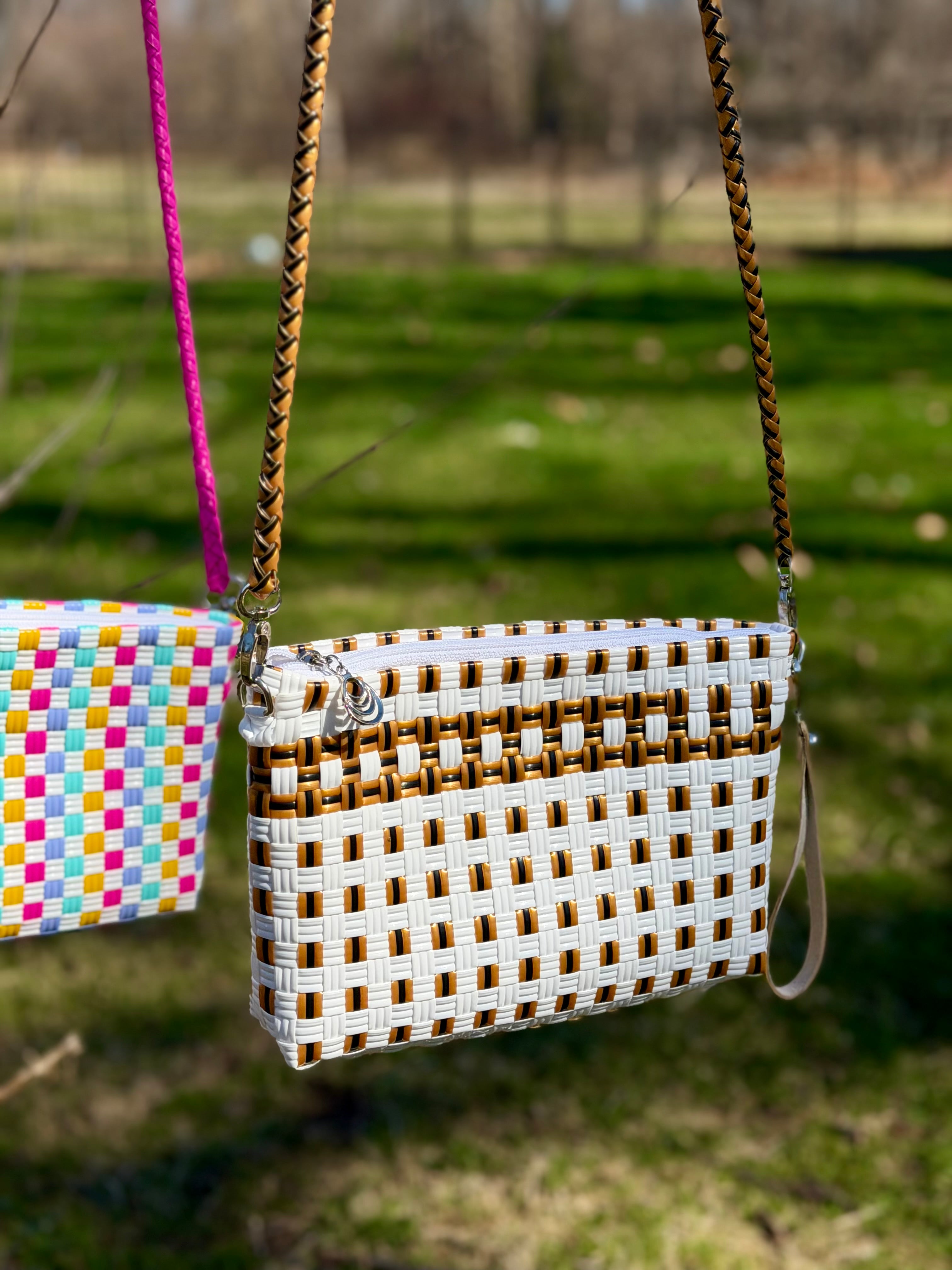 Sol Clutch with Strap – Handwoven Recycled Crossbody Pouch