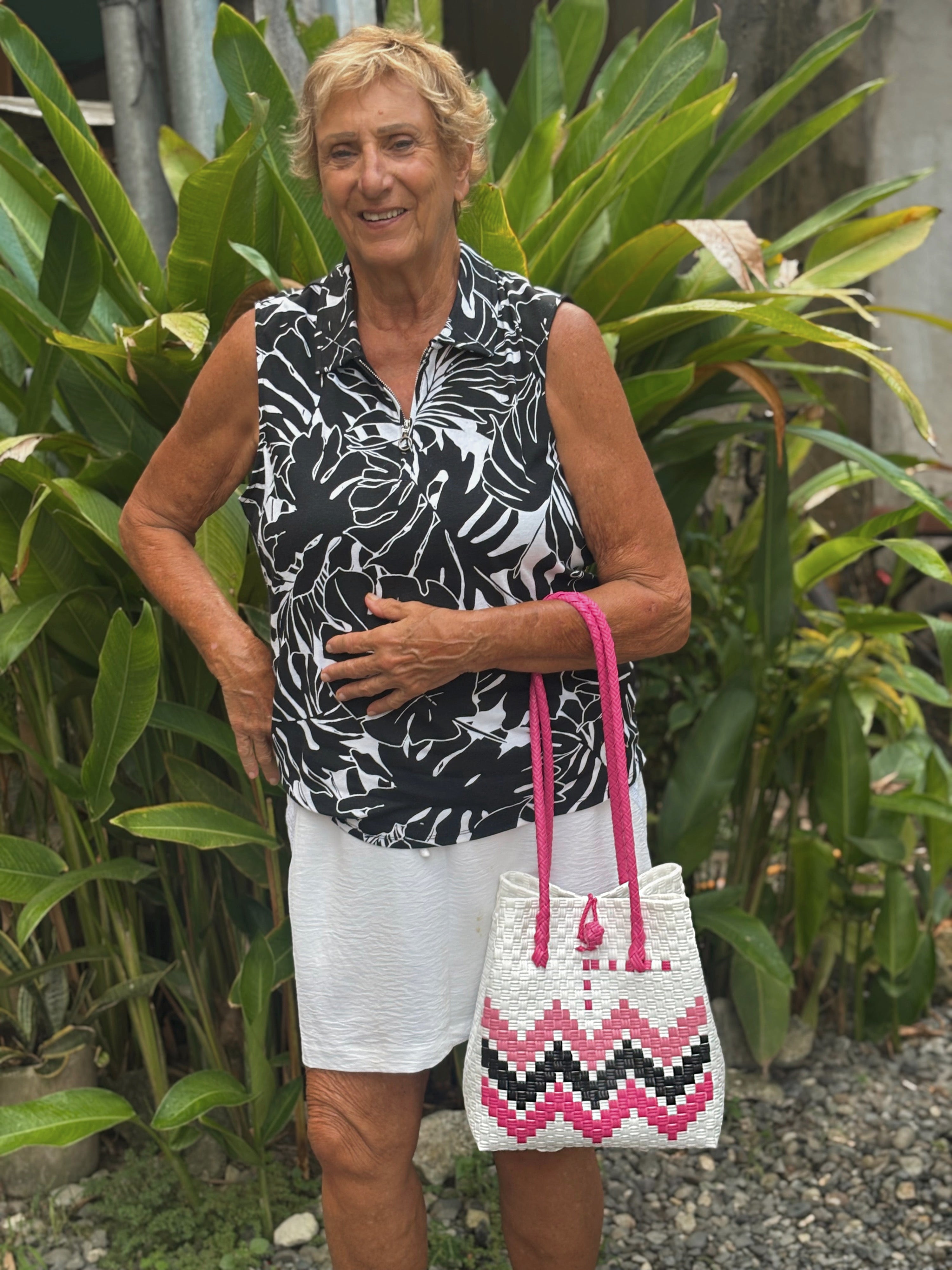 Pink Wave Bag | Handwoven Recycled Tote