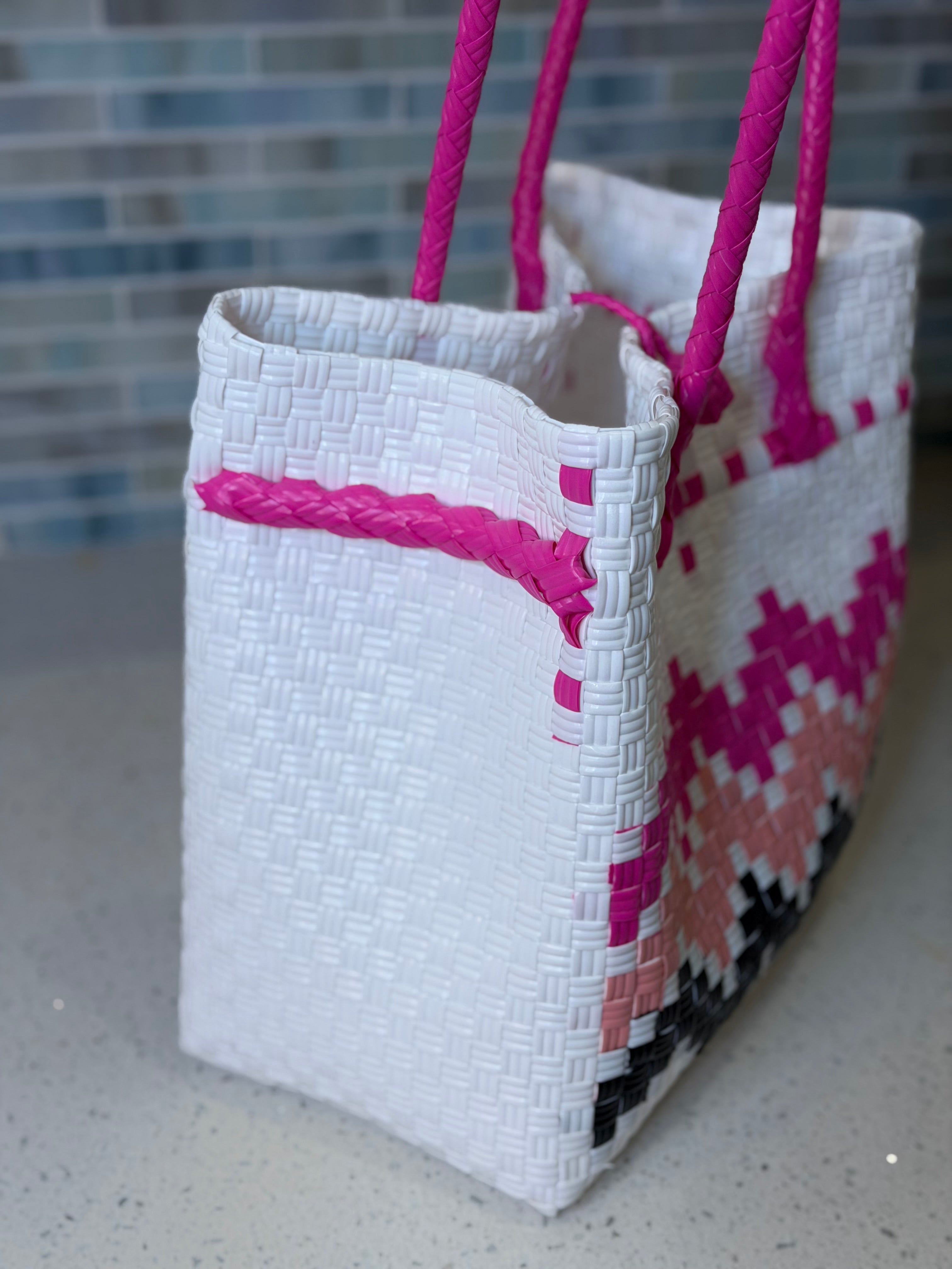 Pink Wave Bag | Handwoven Recycled Tote
