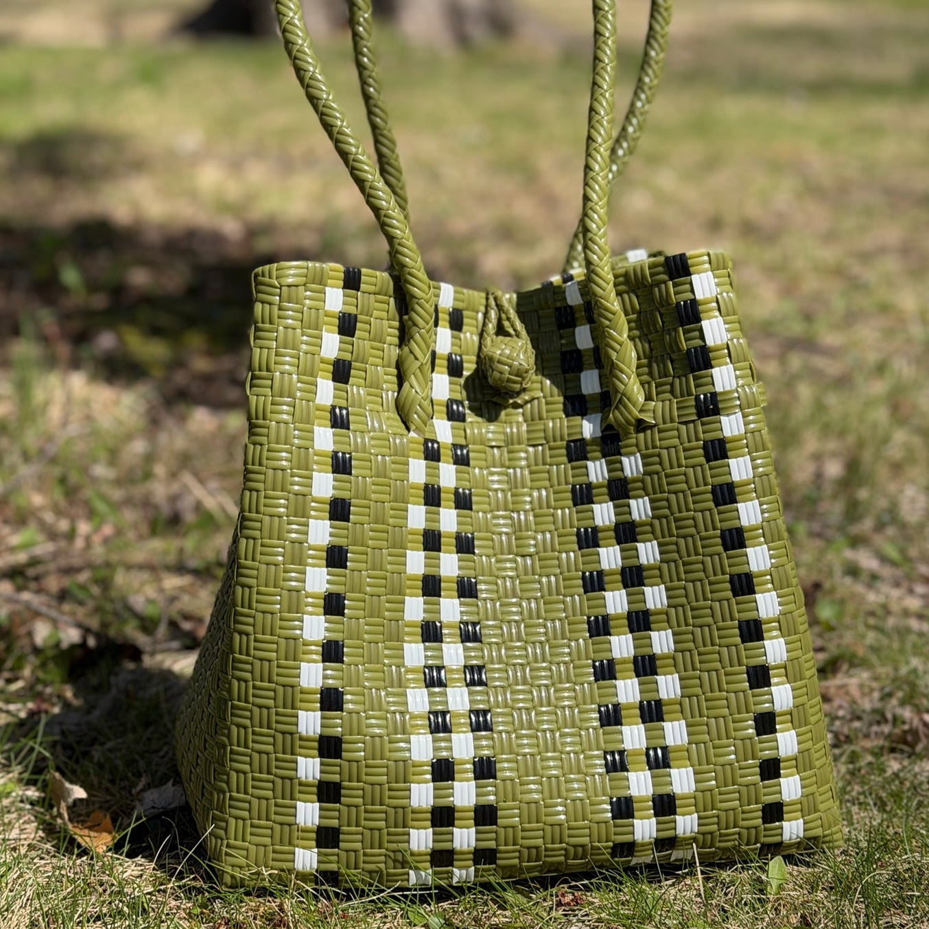 Avocado Checkered Tote