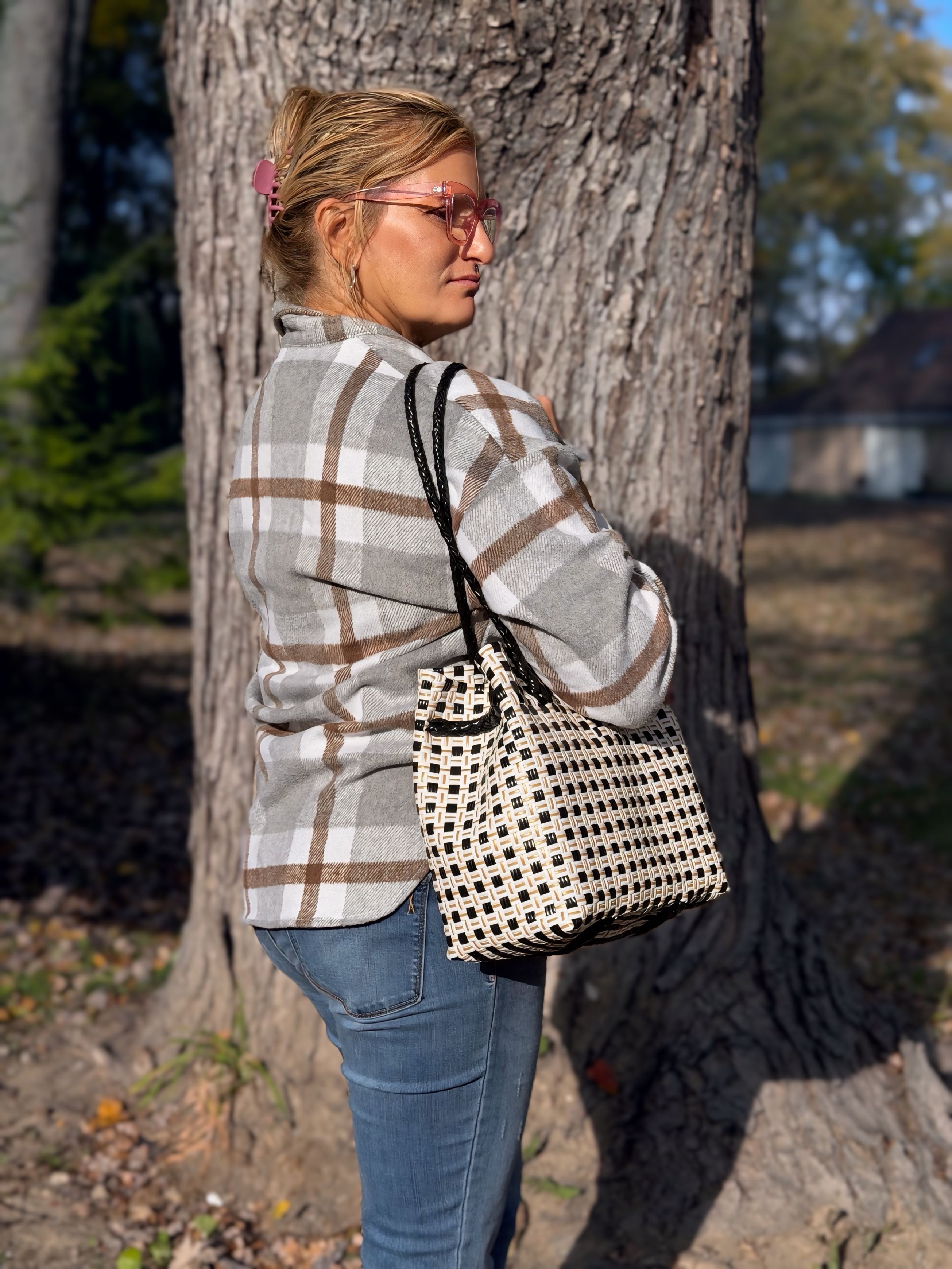 And woven recycled purse that supports the planet