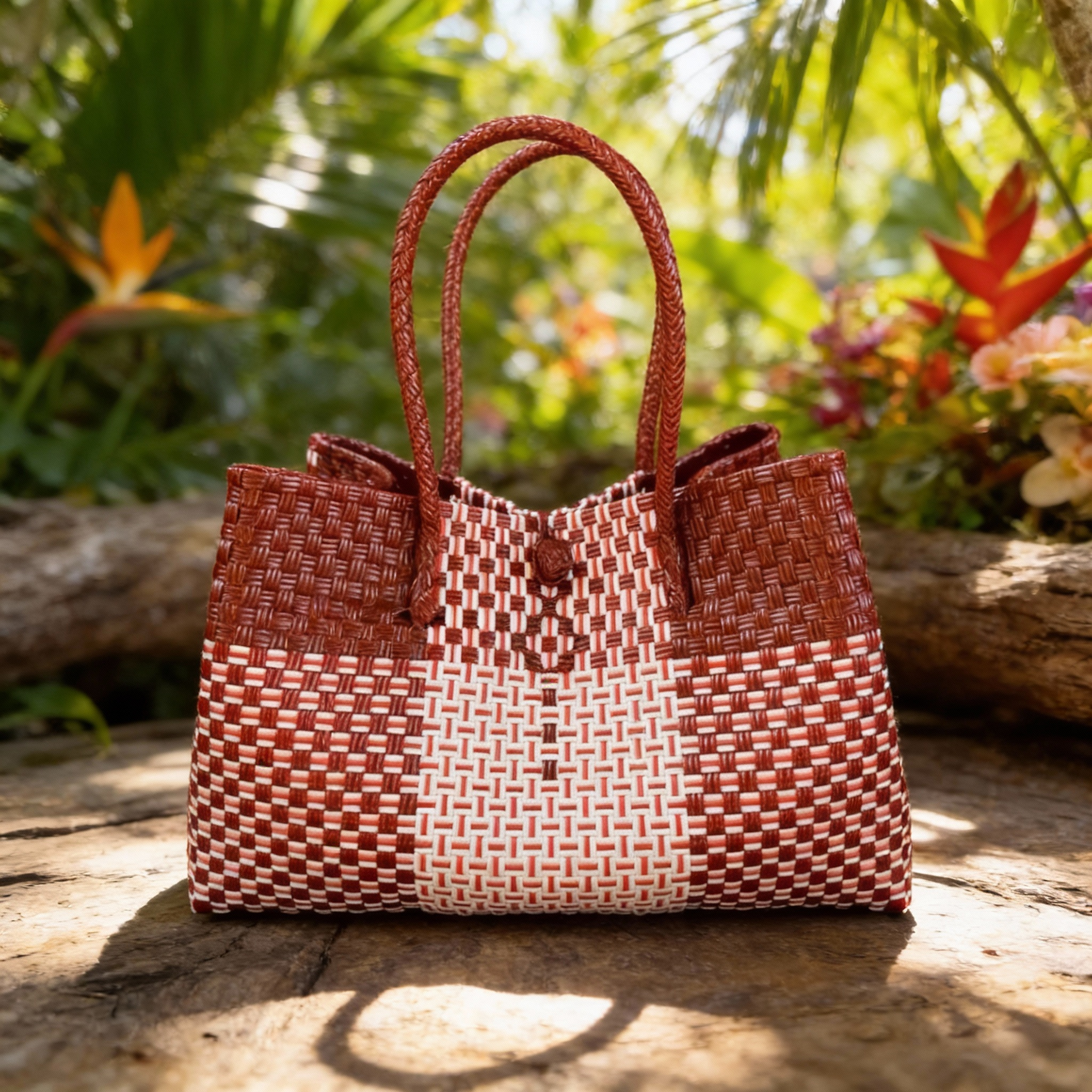 Rosso Luxe – Oversized Structured Waterproof Tote