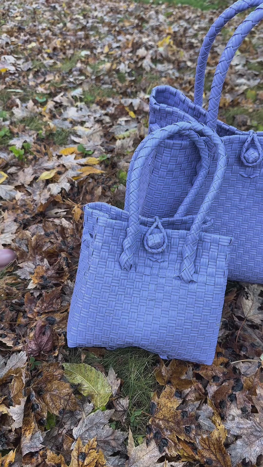 Video showing close-up features of the recycled plastic purse